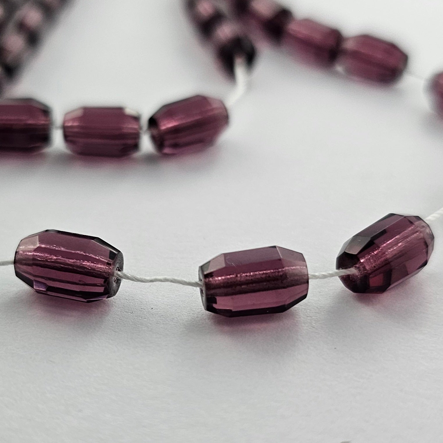 10x7mm - Amethyst - Oval Barrels Fire Polished Czech Glass