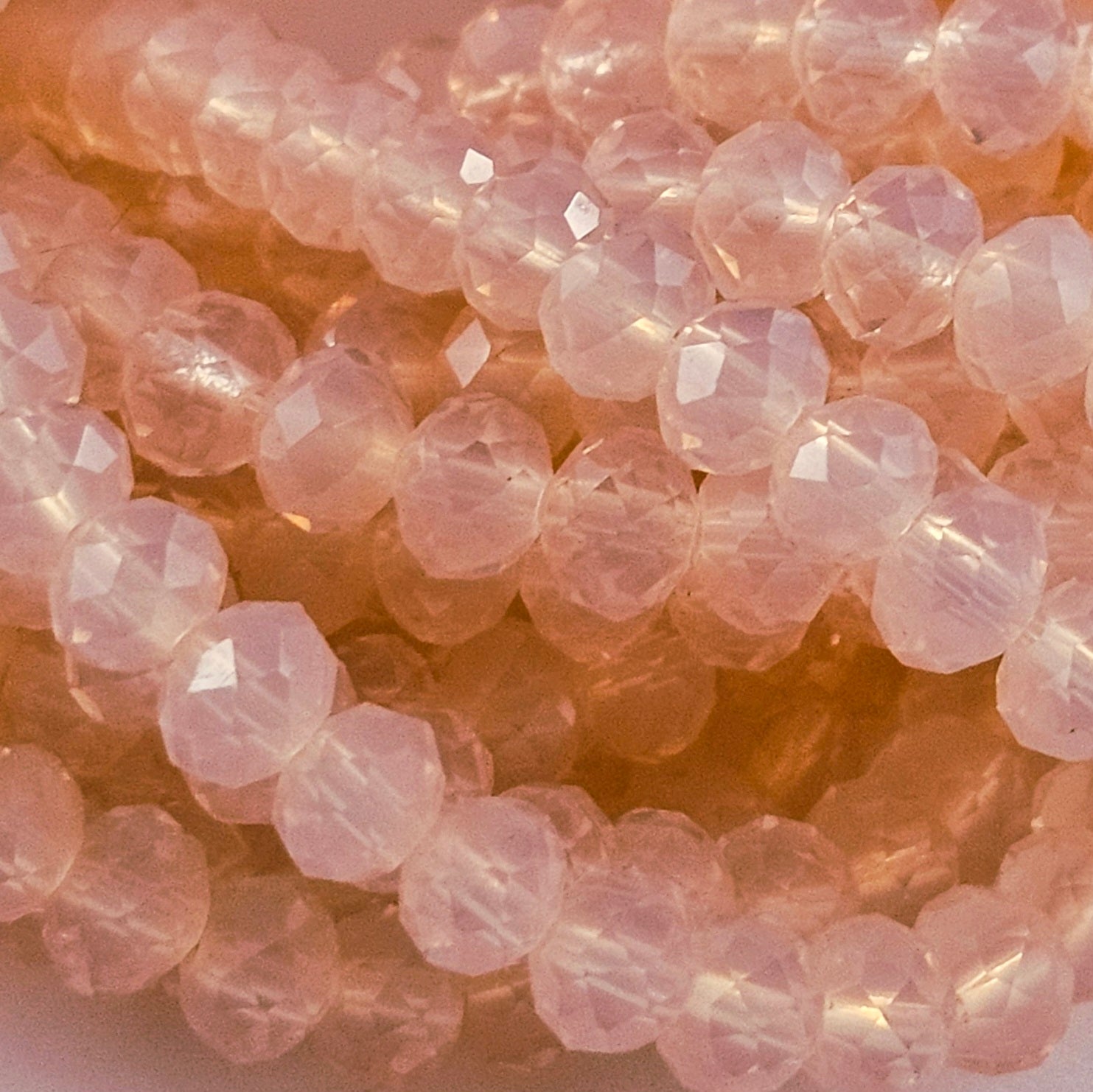 5x6mm Crystal Rondelles - Peach Opal