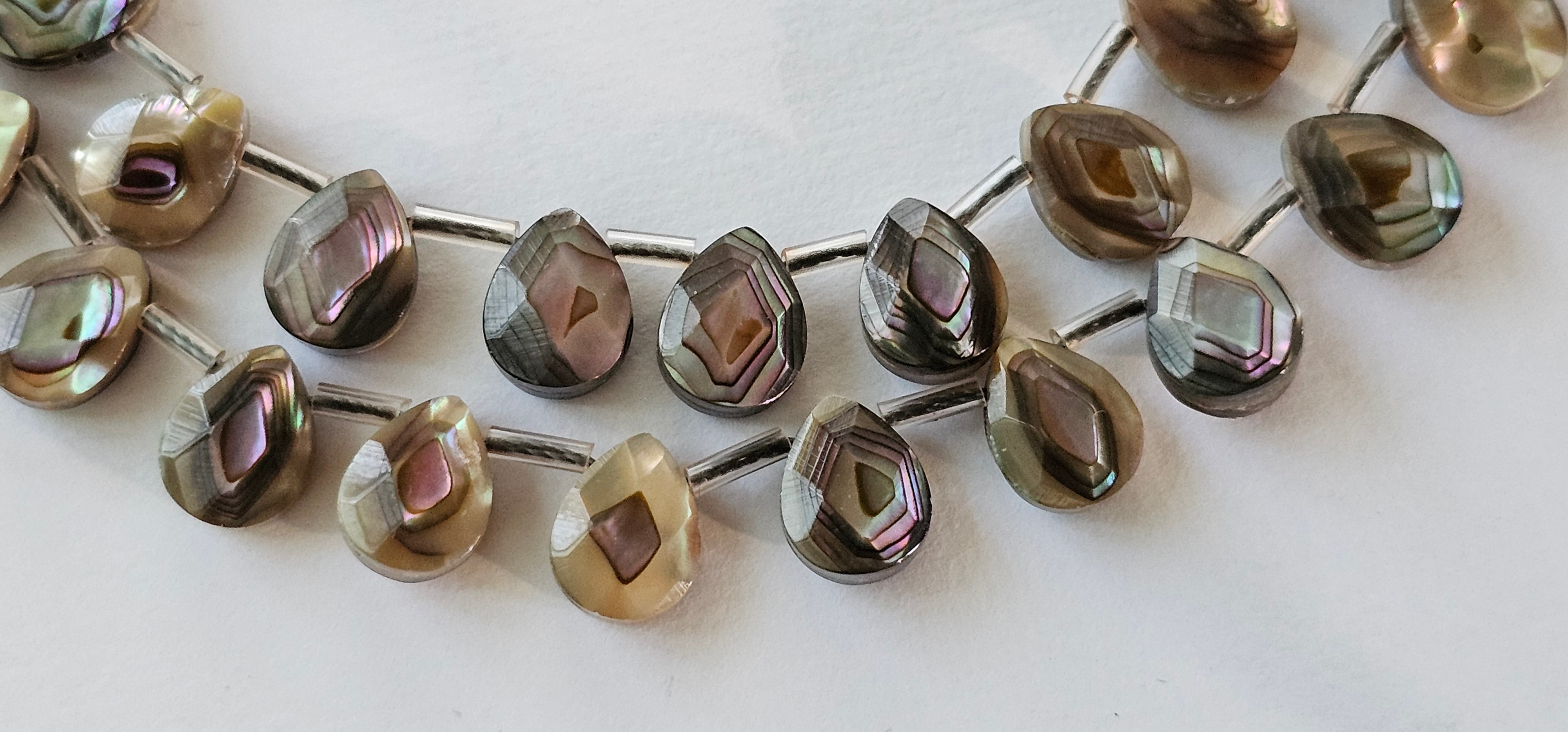 8x10mm Faceted Abalone Briolettes - North American