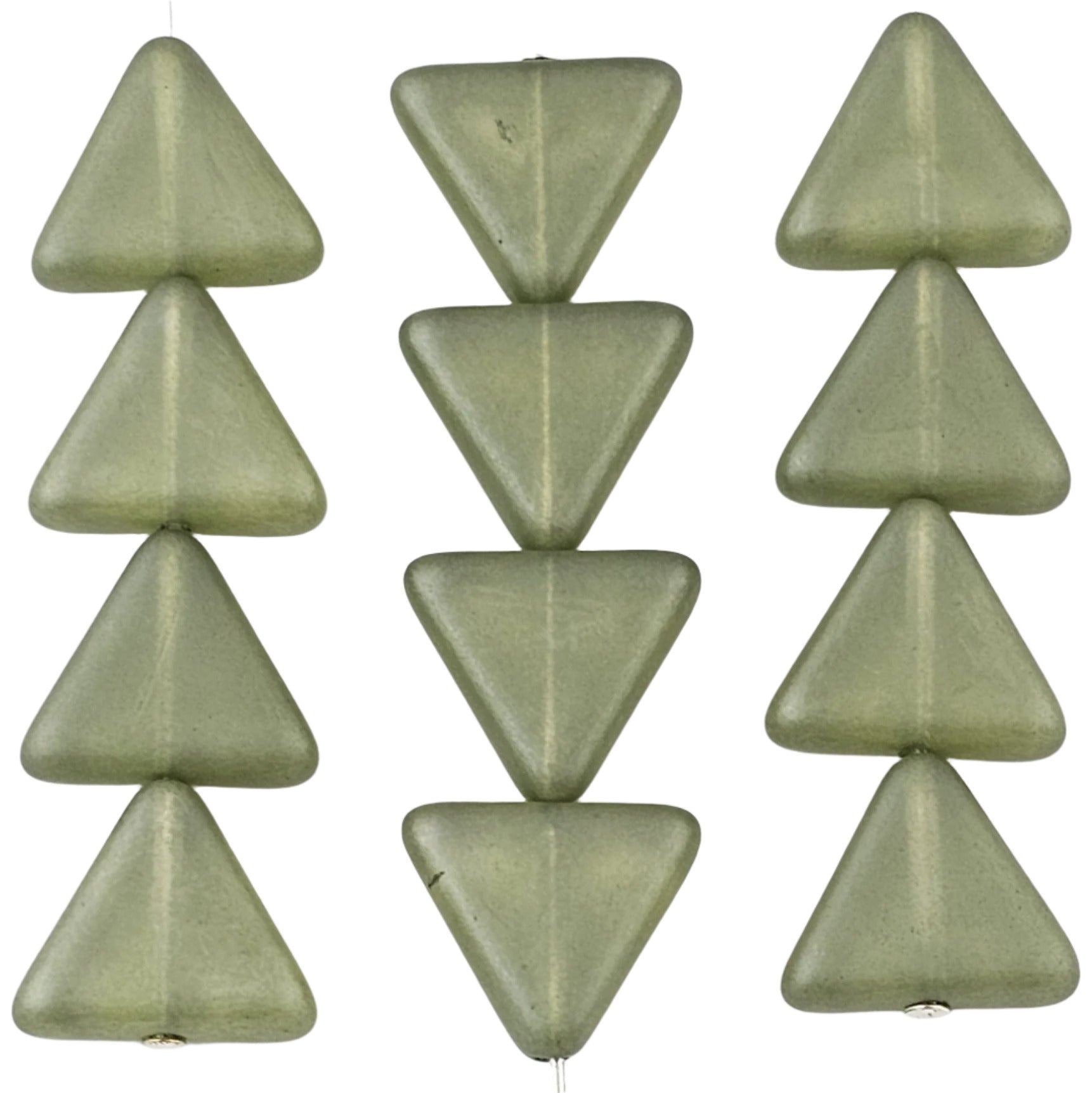 12mm Matte Green Luster Triangles