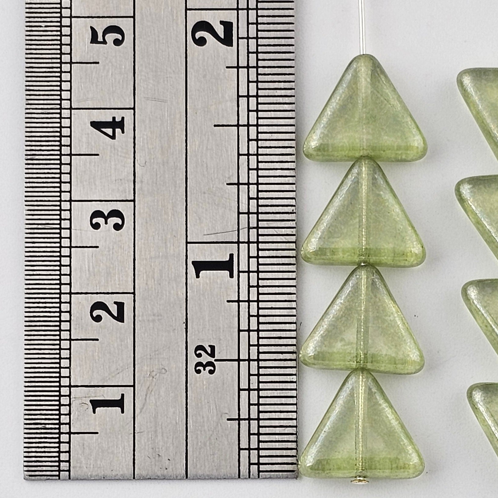 12mm Green Luster Triangles