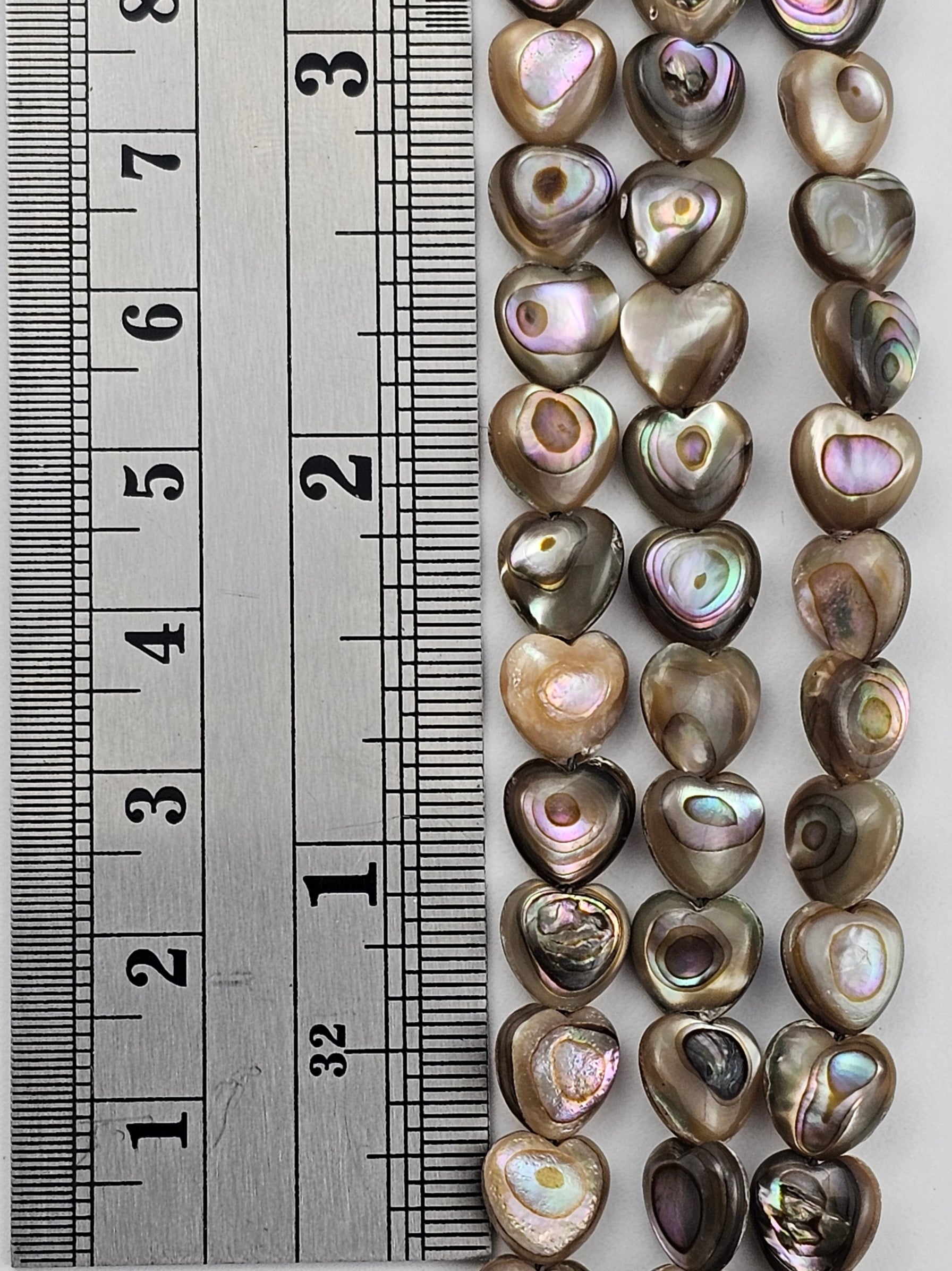 8mm Abalone Puffy Hearts - North American