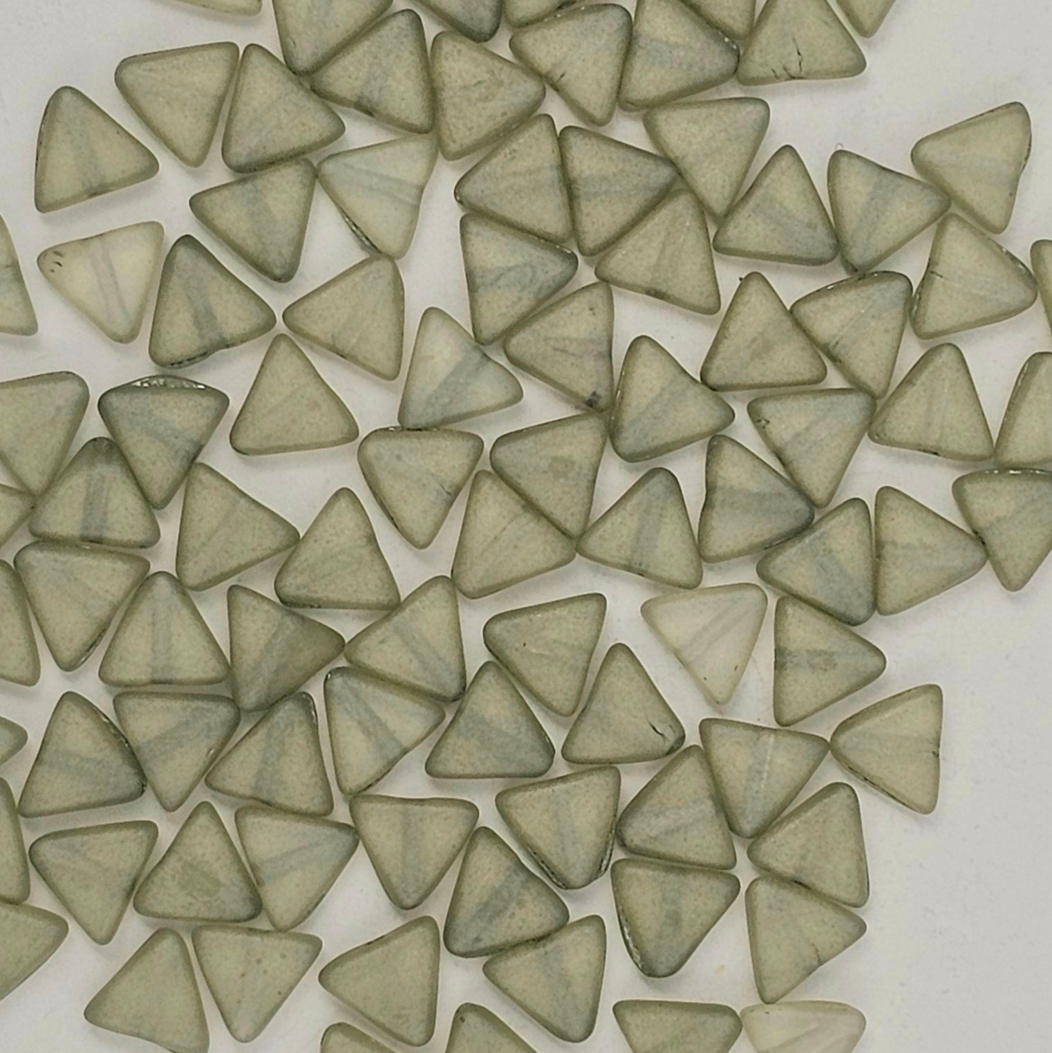 6mm Matte Green Luster Triangles