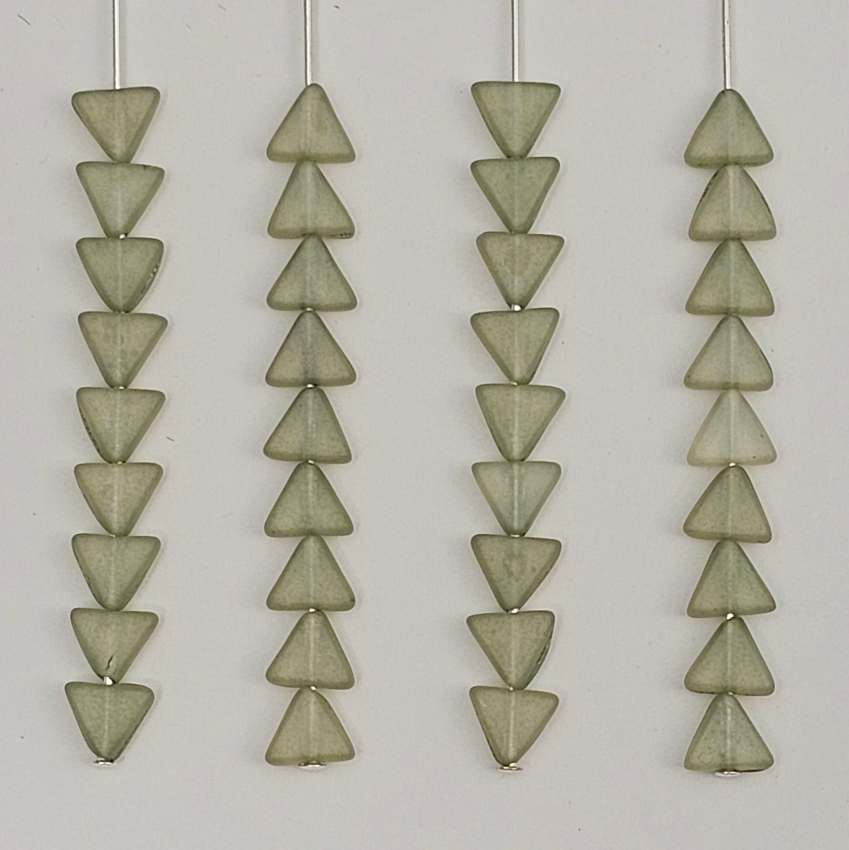 6mm Matte Green Luster Triangles