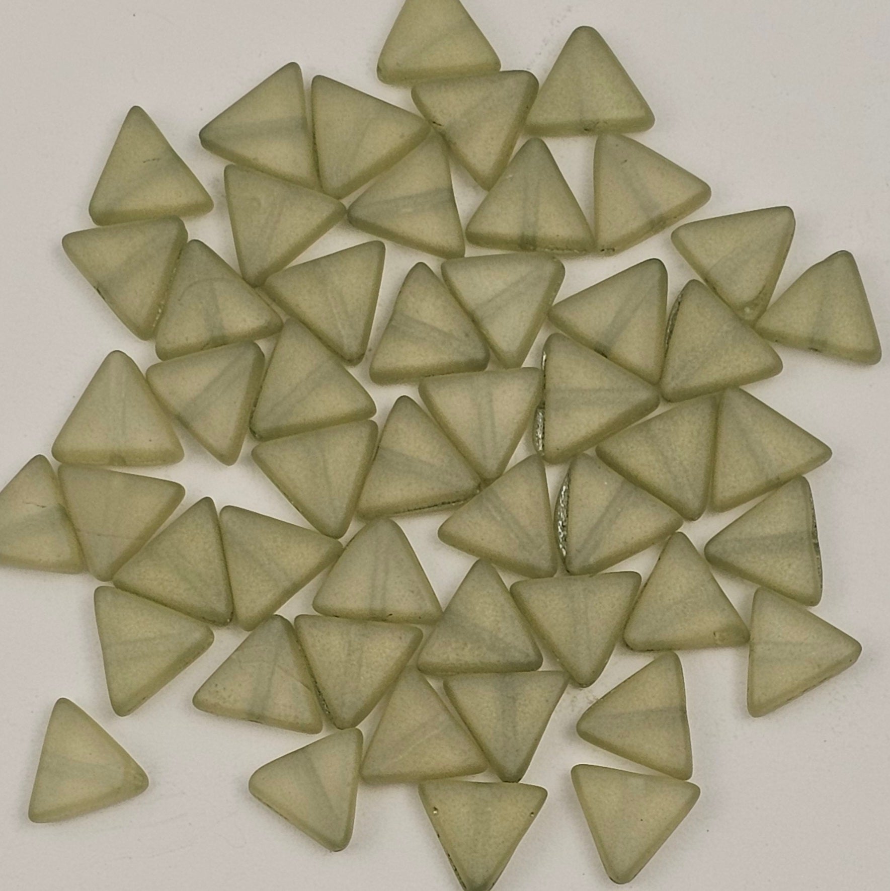 8mm Matte Green Luster Triangles