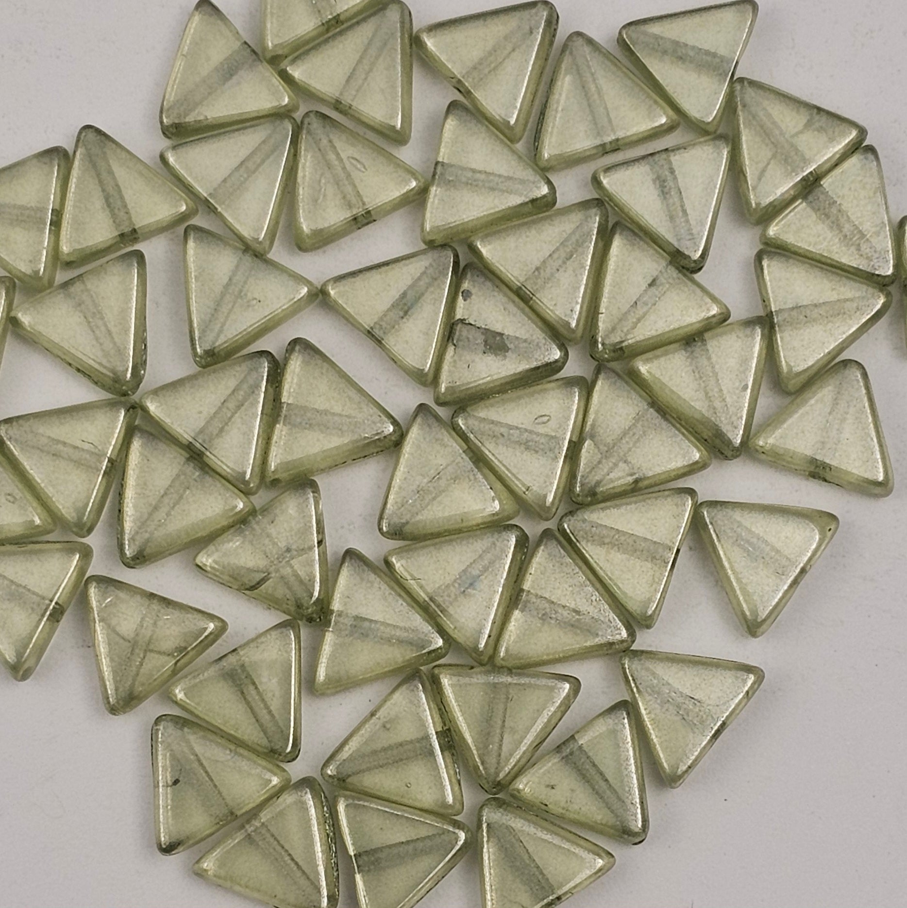 8mm Green Luster Triangles