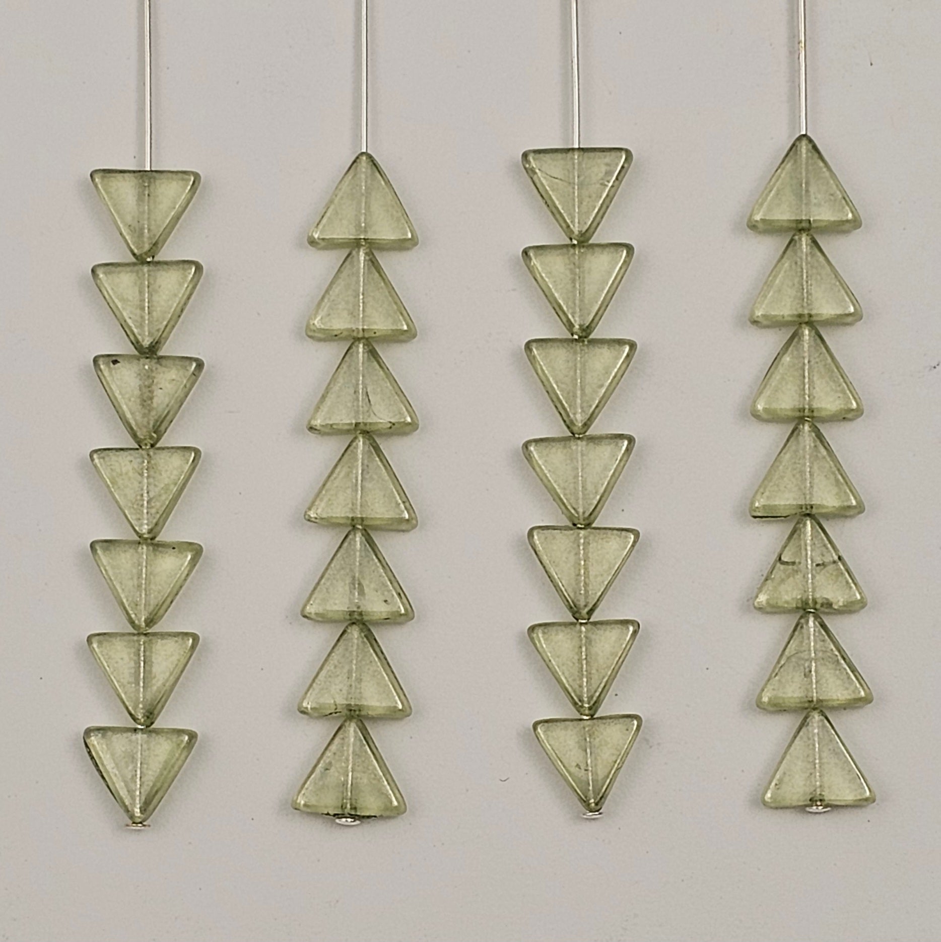 8mm Green Luster Triangles