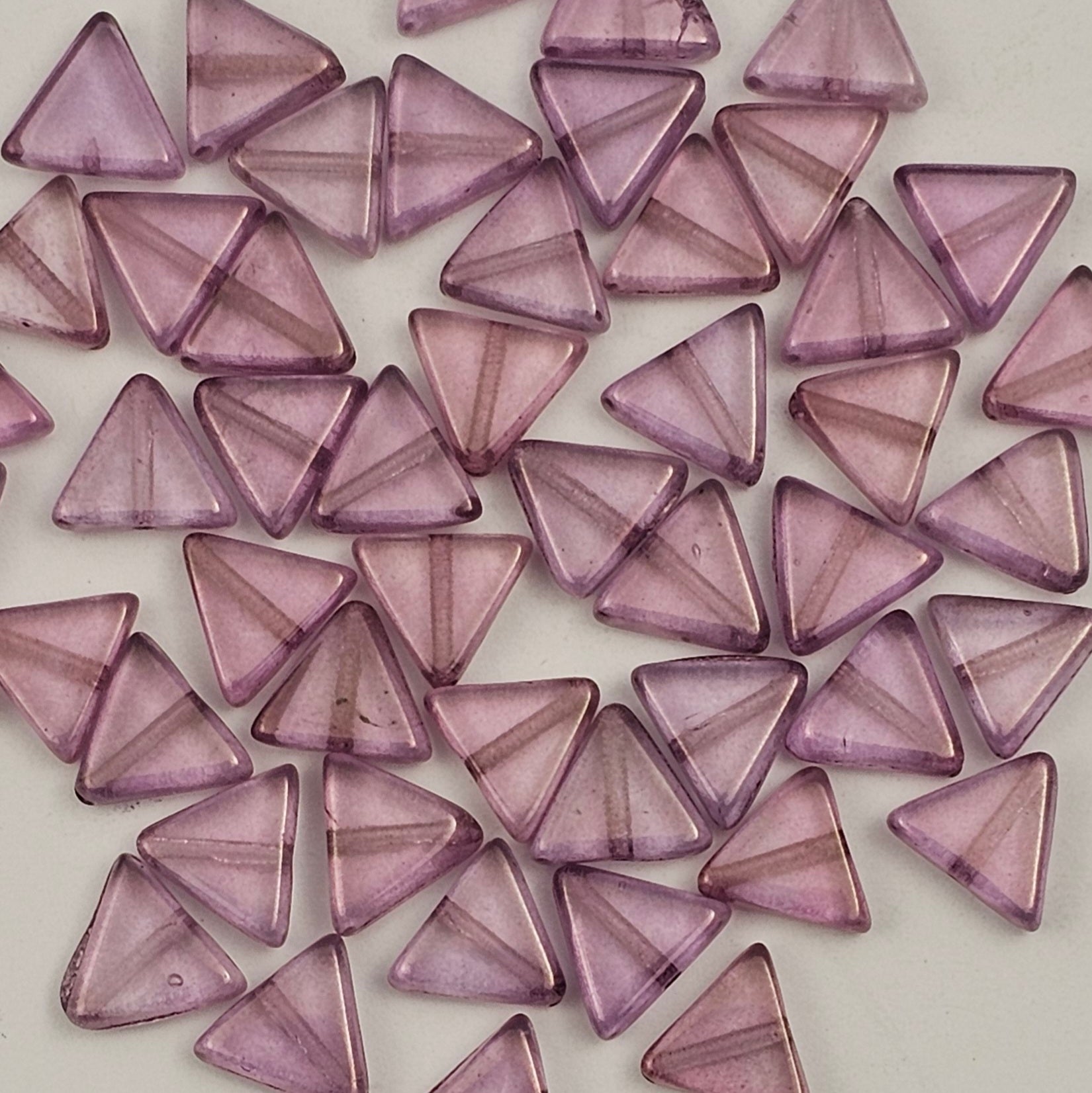 8mm Lilac Purple Luster Triangles