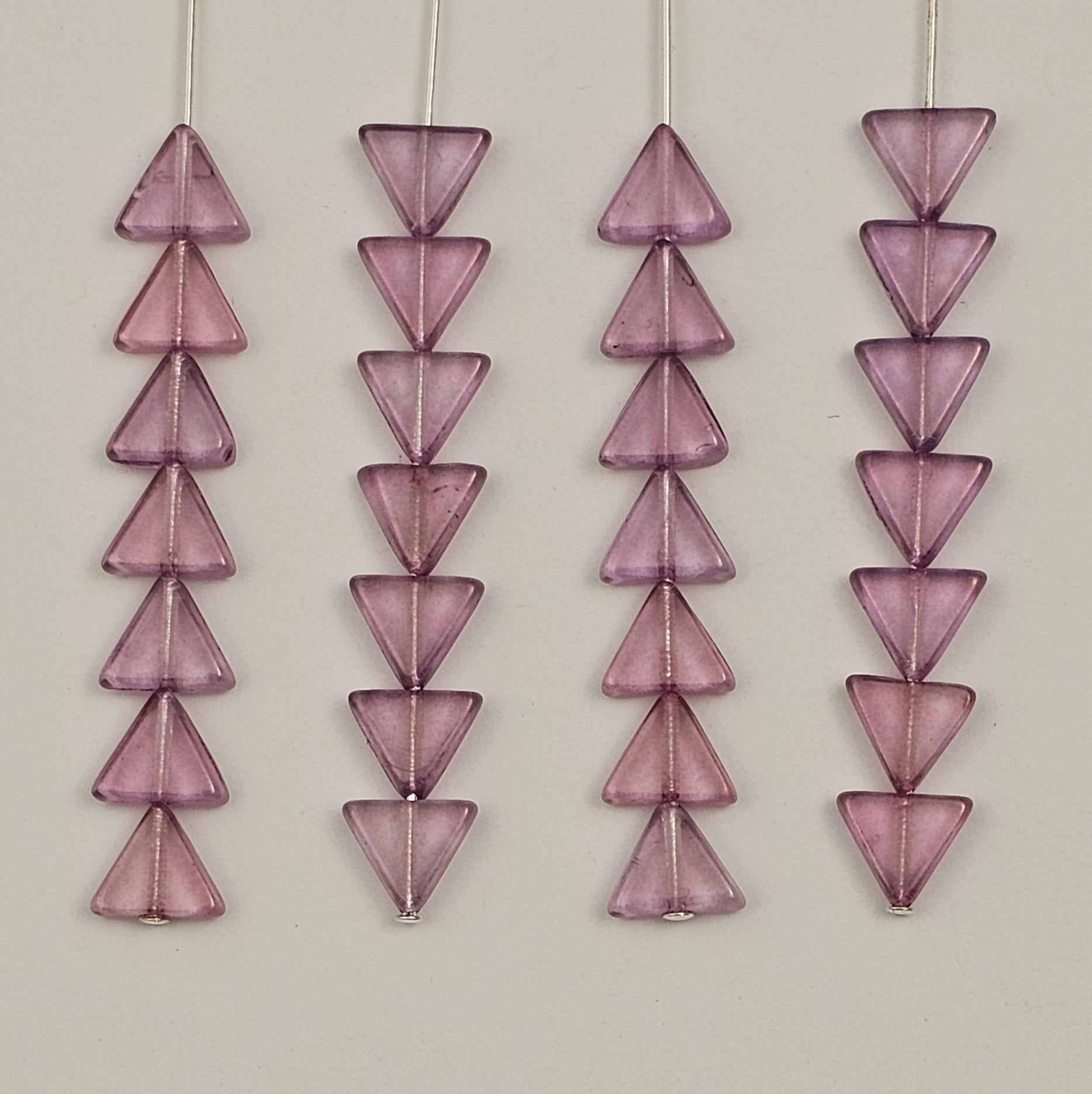 8mm Lilac Purple Luster Triangles