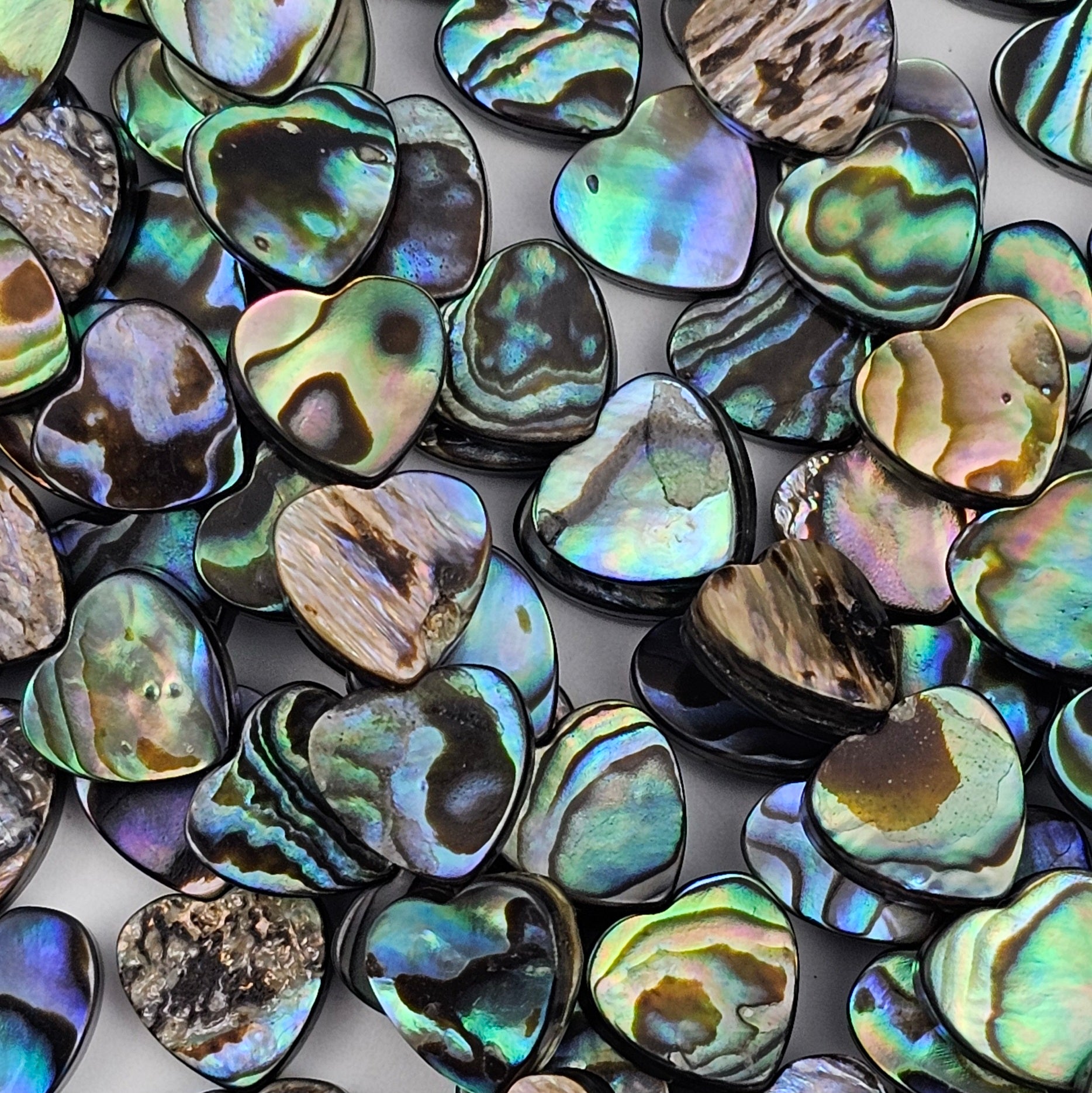 10mm Abalone Hearts - Paua