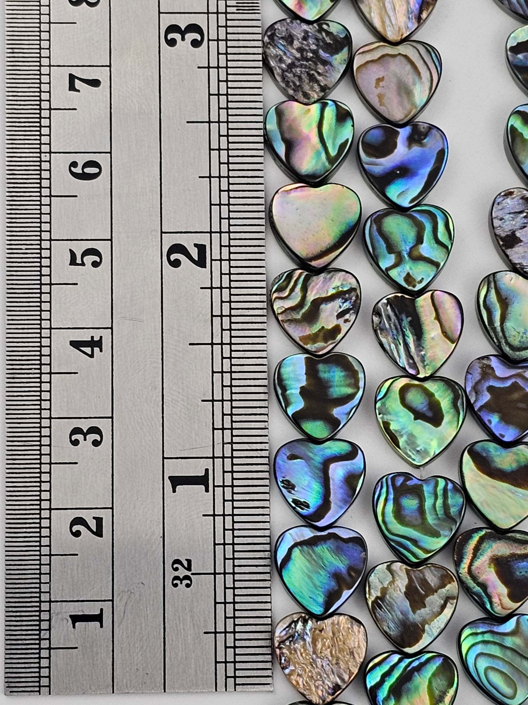 10mm Abalone Hearts - Paua