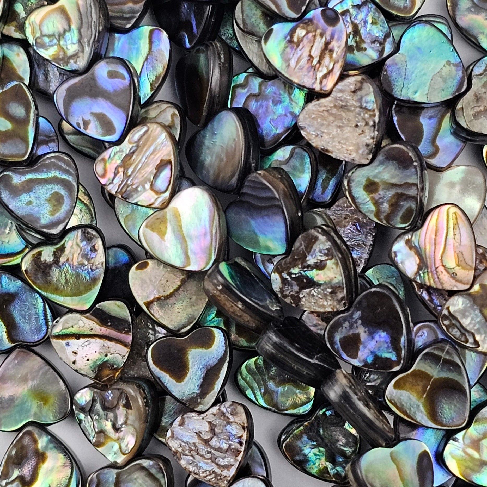 8mm Abalone Hearts - Paua