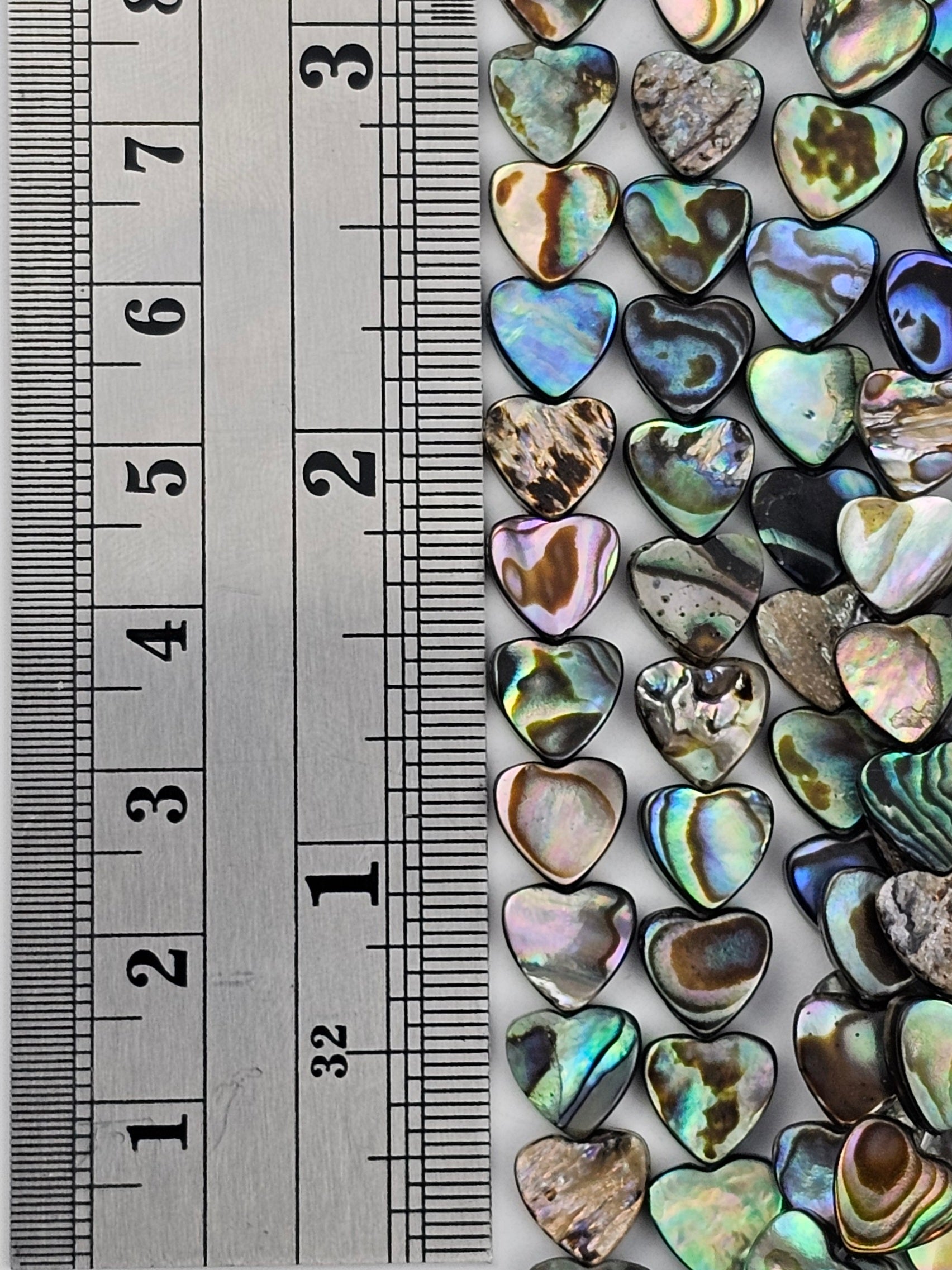 8mm Abalone Hearts - Paua