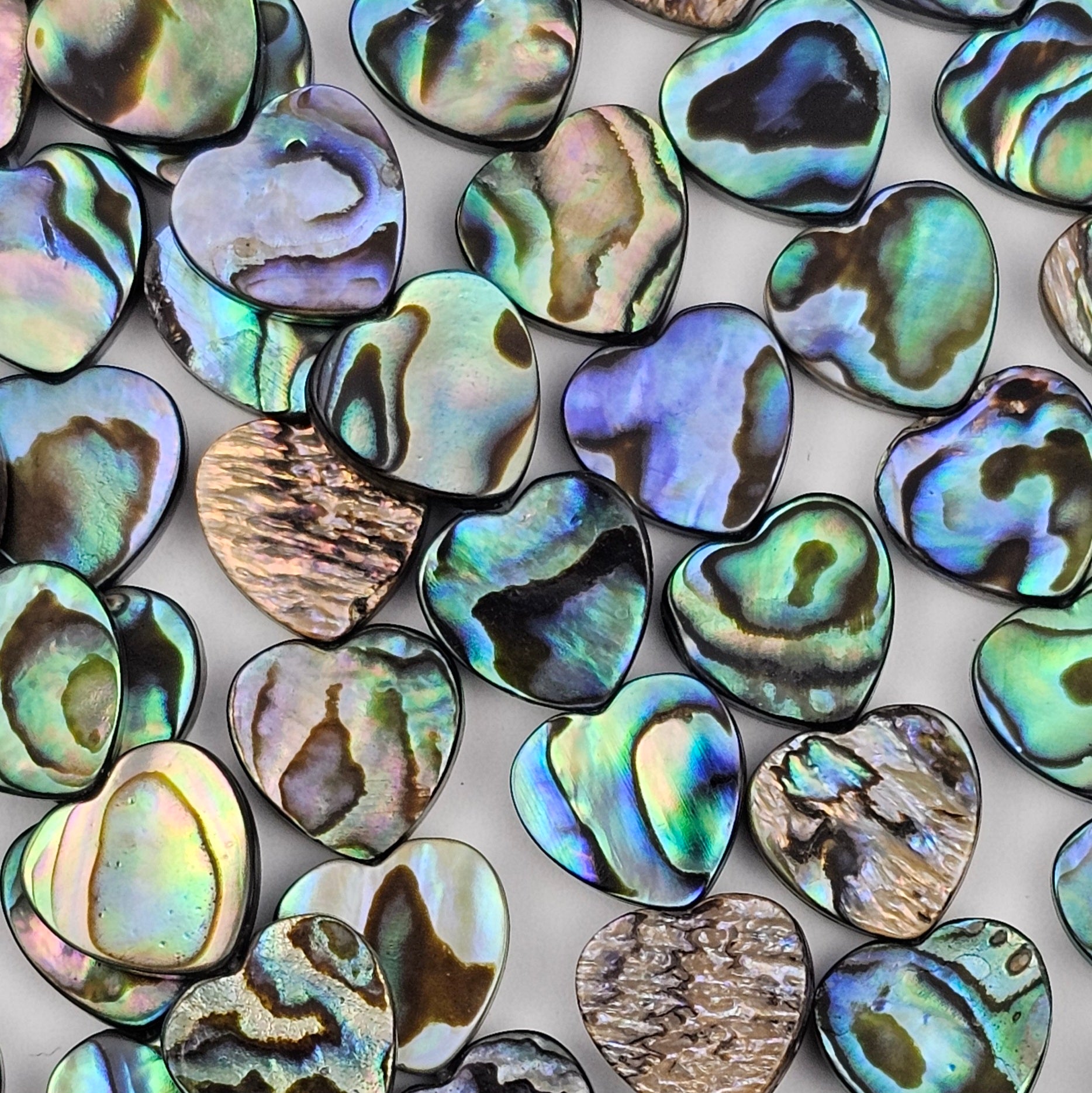 12mm Abalone Hearts - Paua