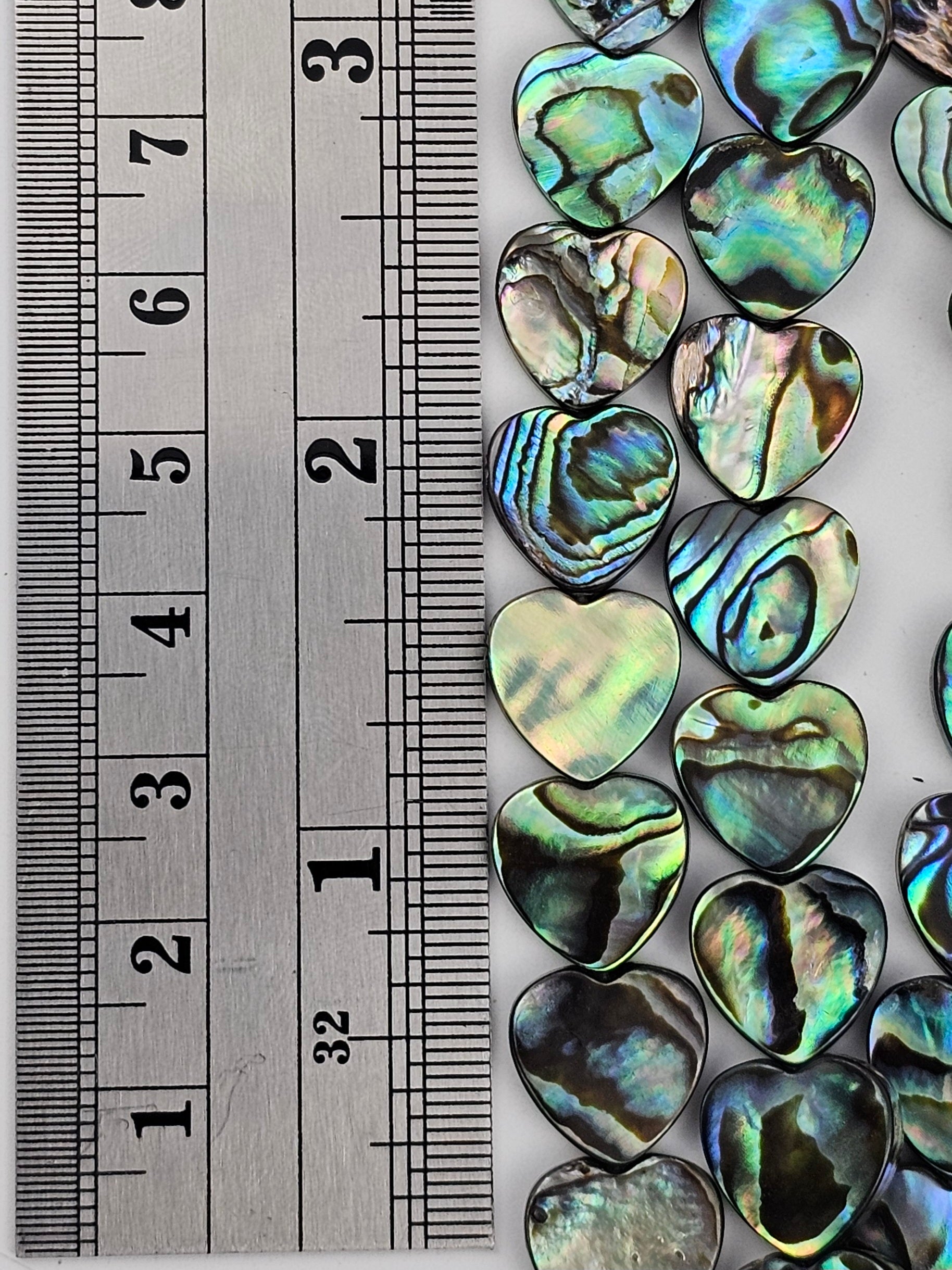 12mm Abalone Hearts - Paua