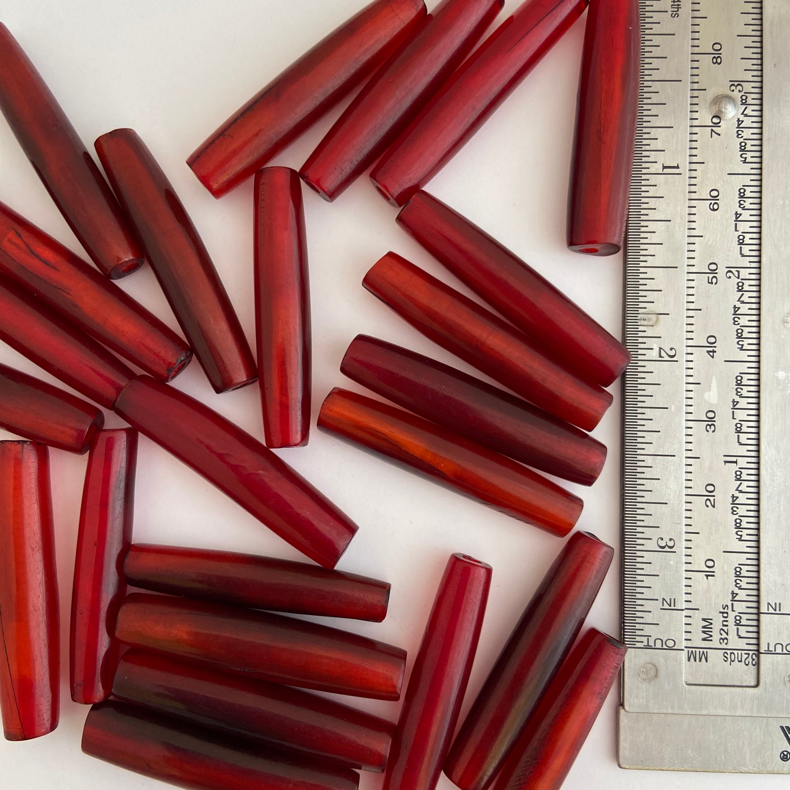 Red Hair Pipe - 30mm (about 1.5 inches)