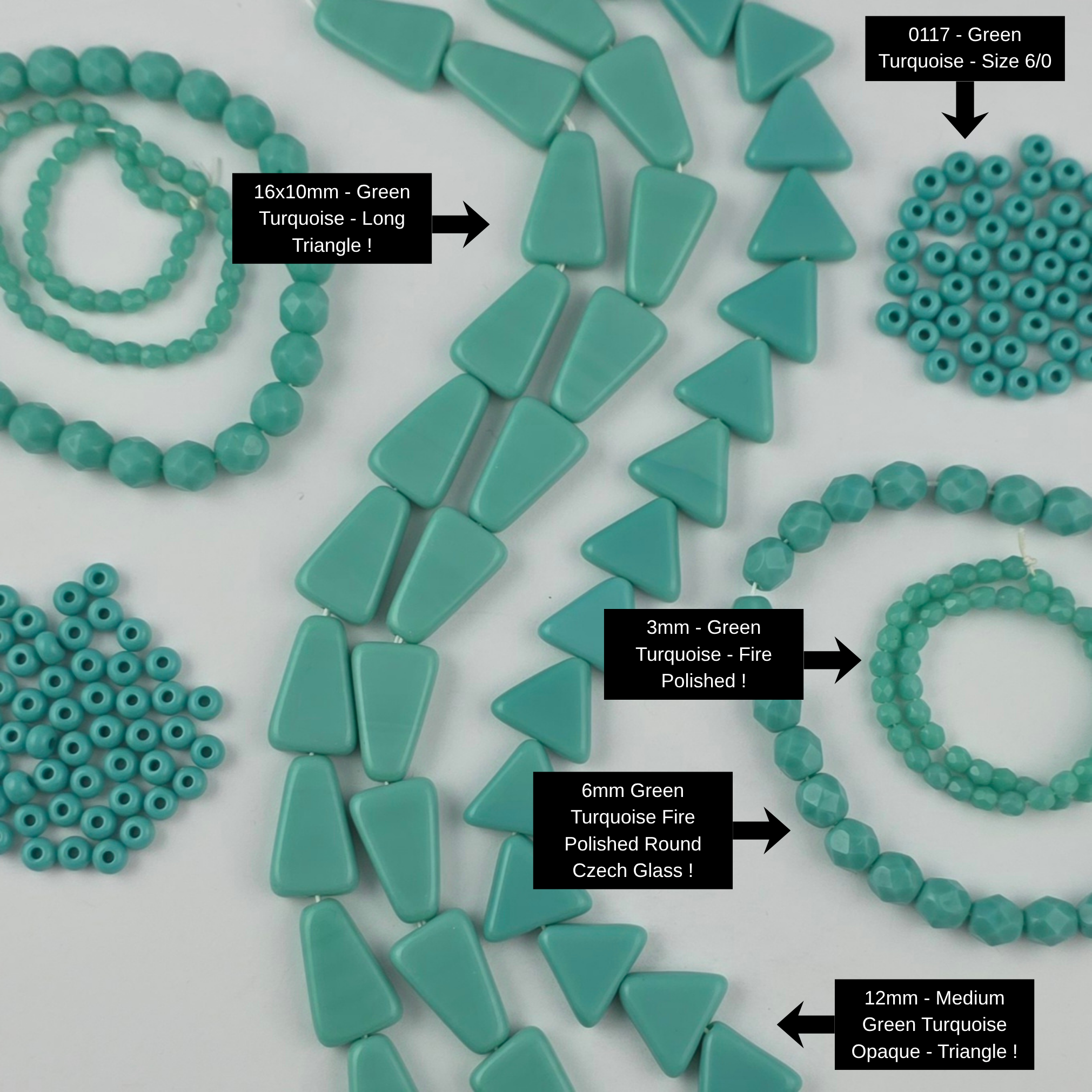 12mm - Medium Green Turquoise Opaque - Triangle !