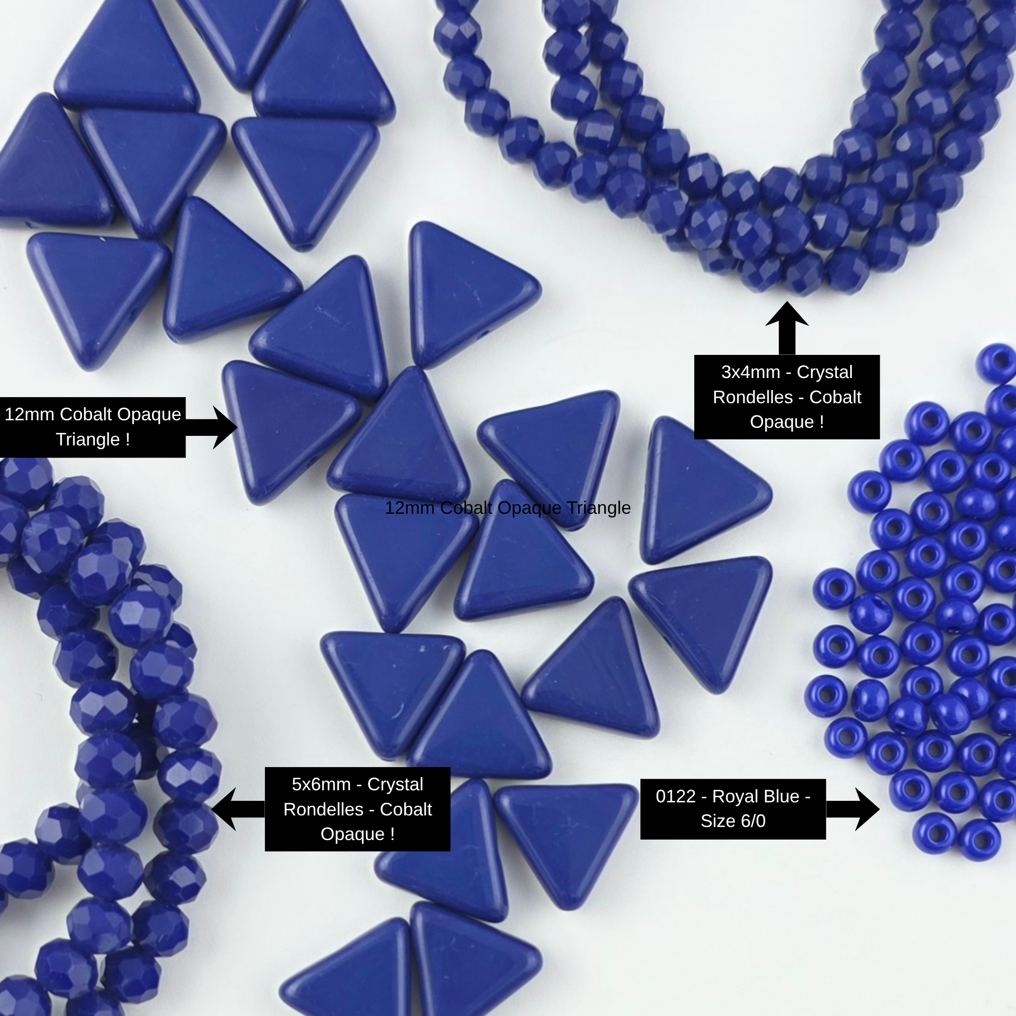 12mm Cobalt Opaque Triangle - NEW BATCH !