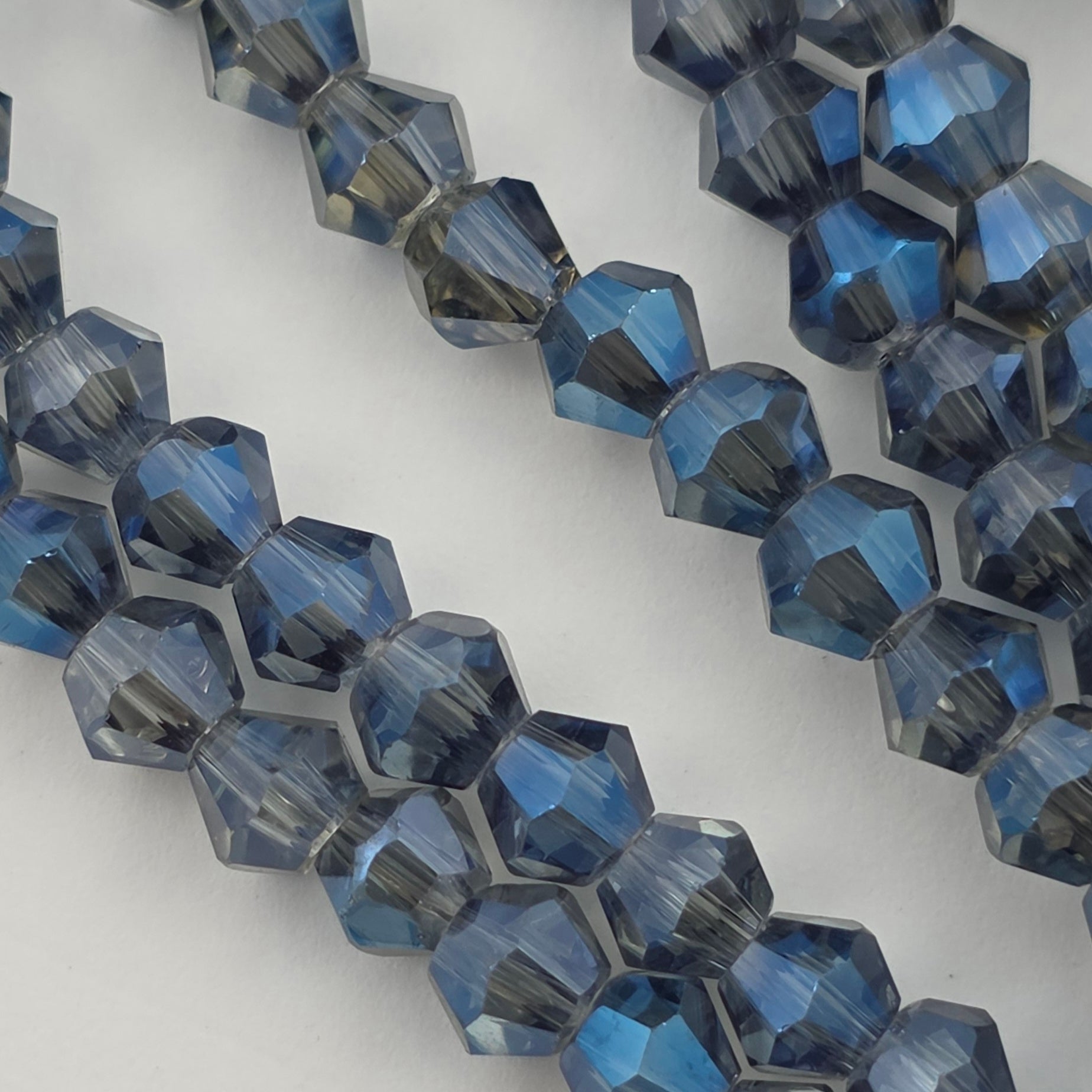 4mm - Bicone - Blue/Grey Luster
