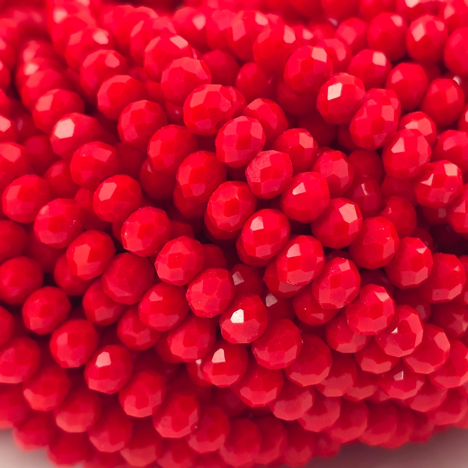 3x4mm - Crystal Rondelles - Red Opaque