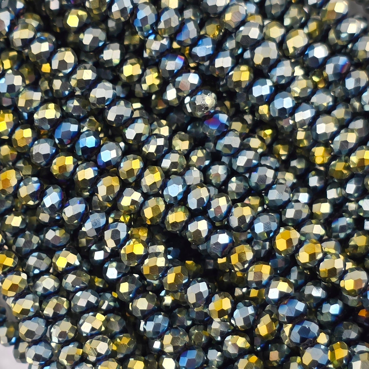 3x4mm - Crystal Rondelles - Steel Blue/Gold Metallic