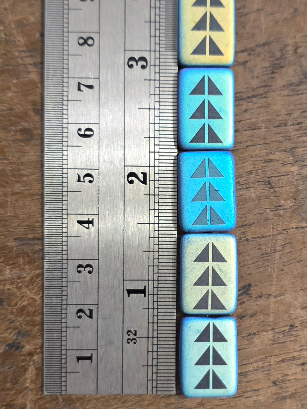 1 Piece - Laser Etched Rectangle Bead - 13x18mm - Matte AB