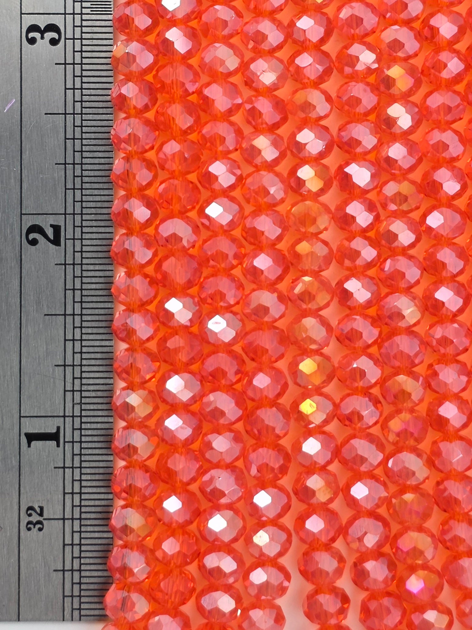 5x6mm - Crystal Rondelles - Orange with Rainbow Luster