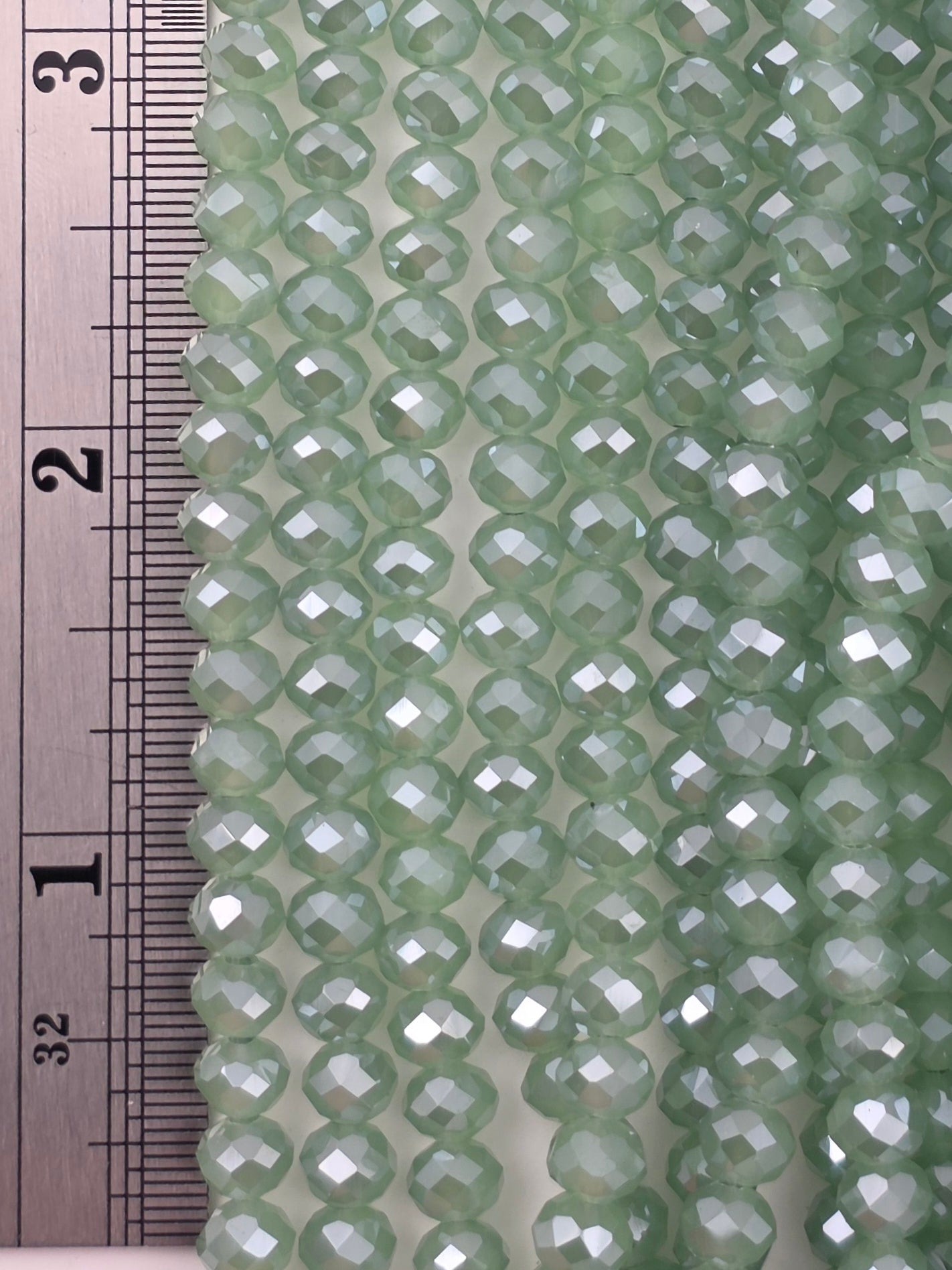 5x6mm - Crystal Rondelles - Mint Opal Luster