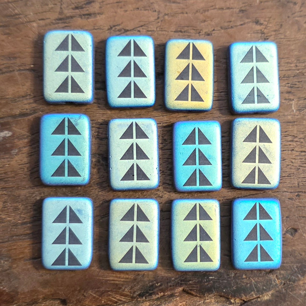 1 Piece - Laser Etched Rectangle Bead - 13x18mm - Matte AB