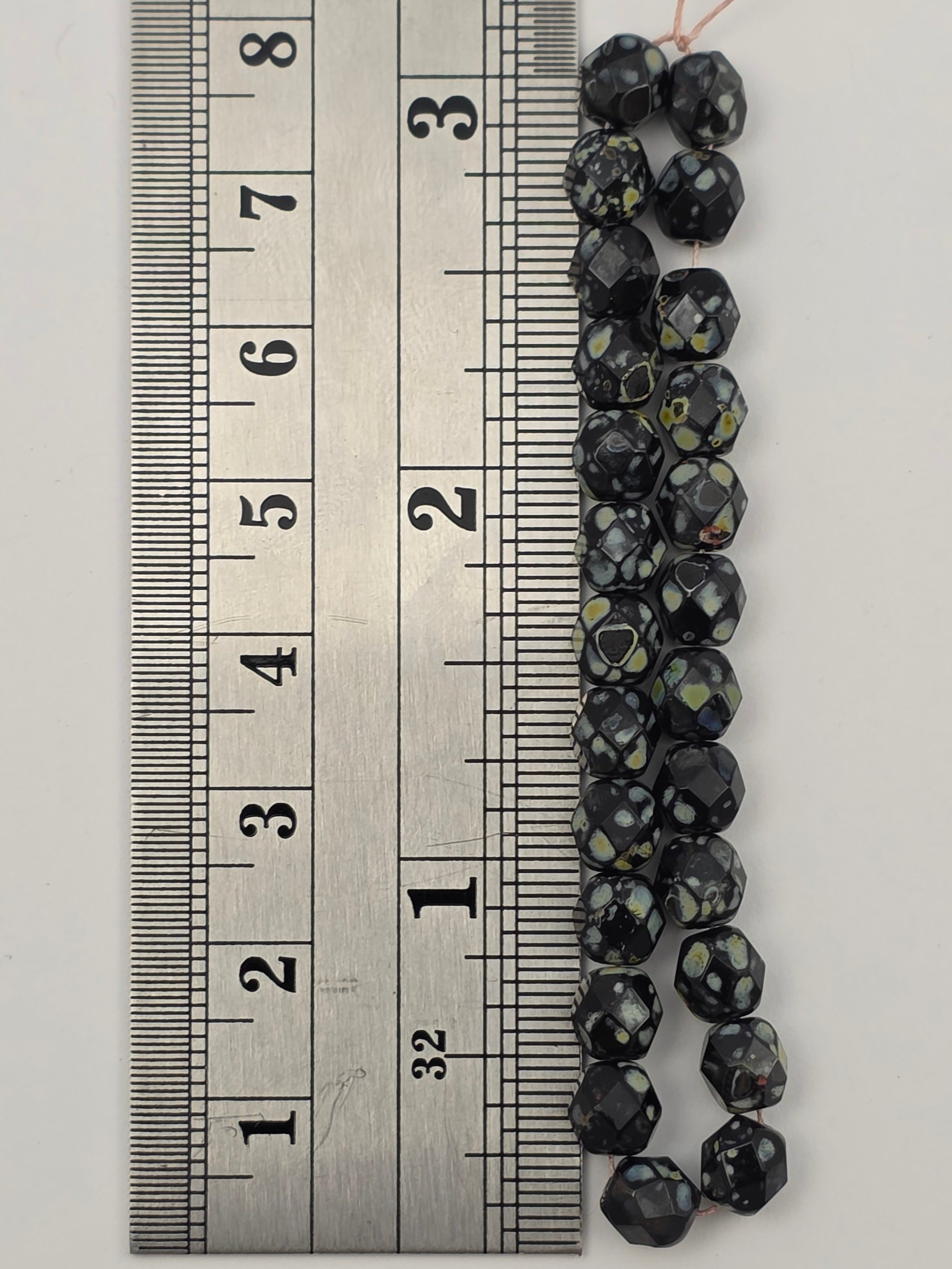 6mm - Black Picasso - Fire Polished
