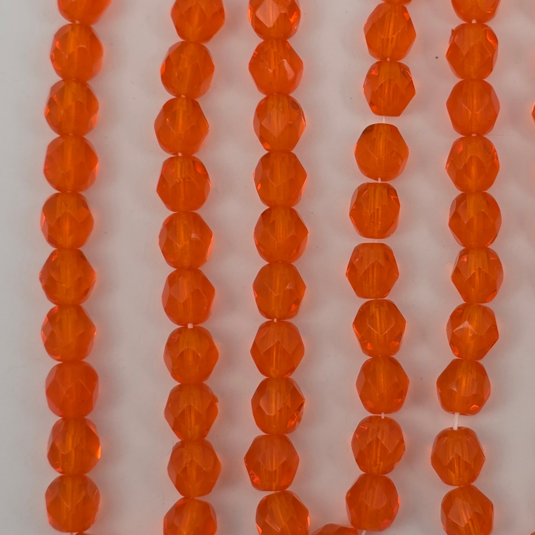 6mm - Orange Transparent- Fire Polished