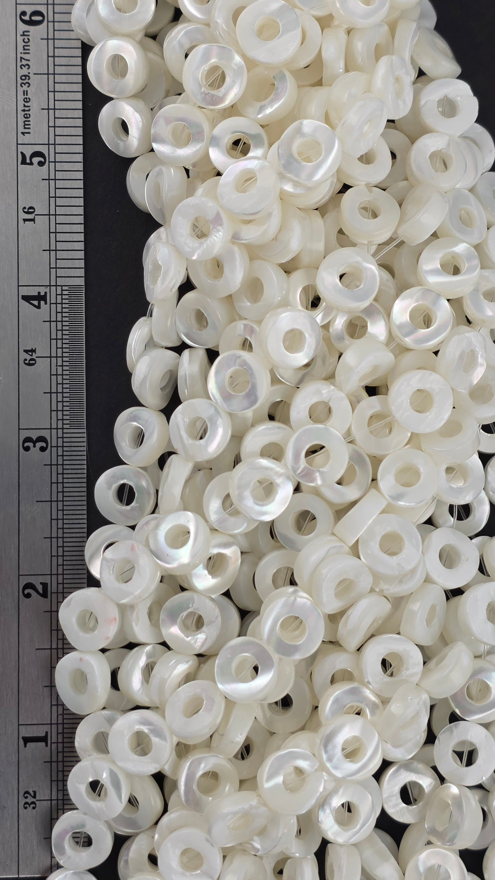 10mm - Mother of Pearl - Hollow Coins - White