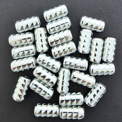 Triangle Barrel Beads - Silver Metallic