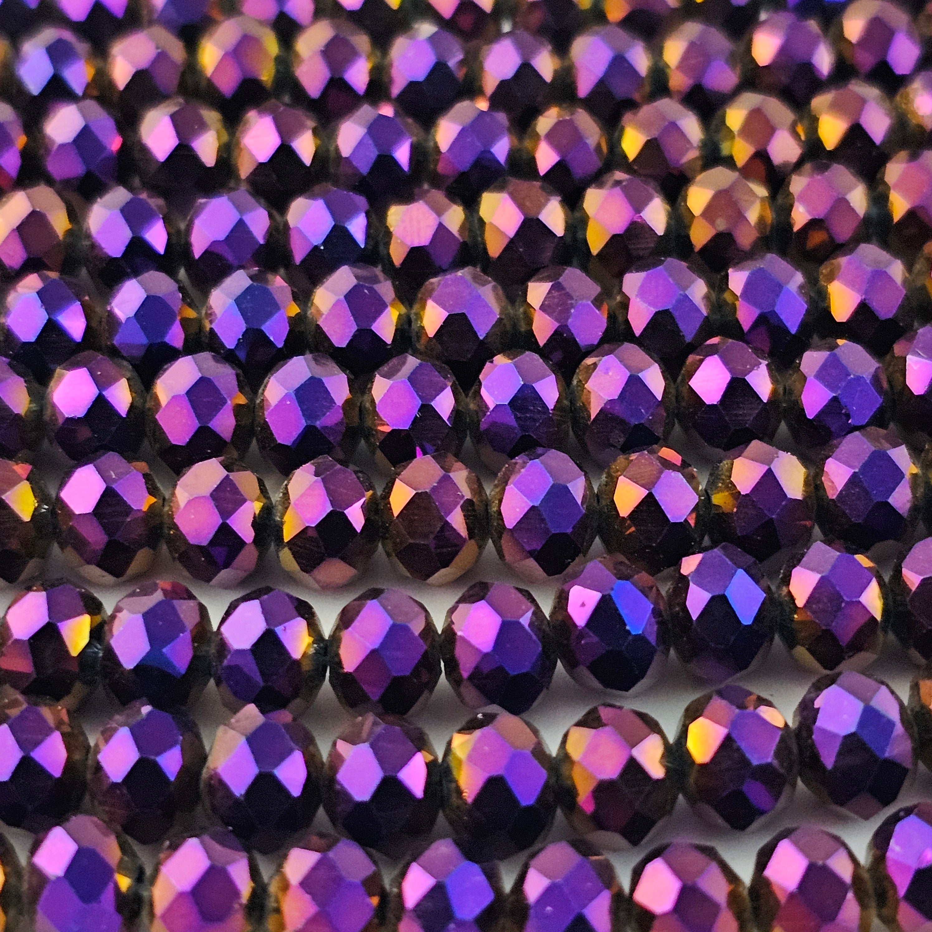 6x8mm Crystal Rondelles - Purple Metallic