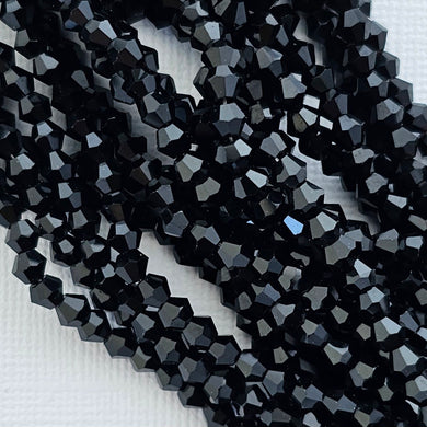 4mm Bicone - Jet Black
