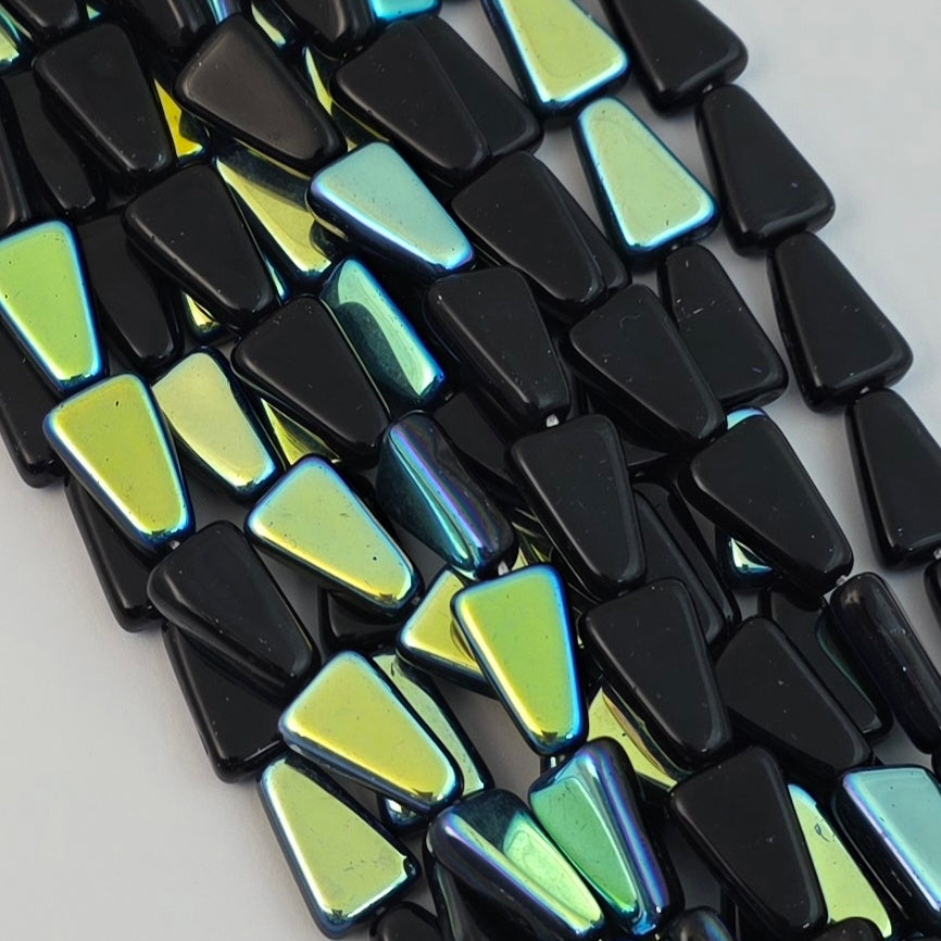 16x10mm Jet Black AB Long Triangle