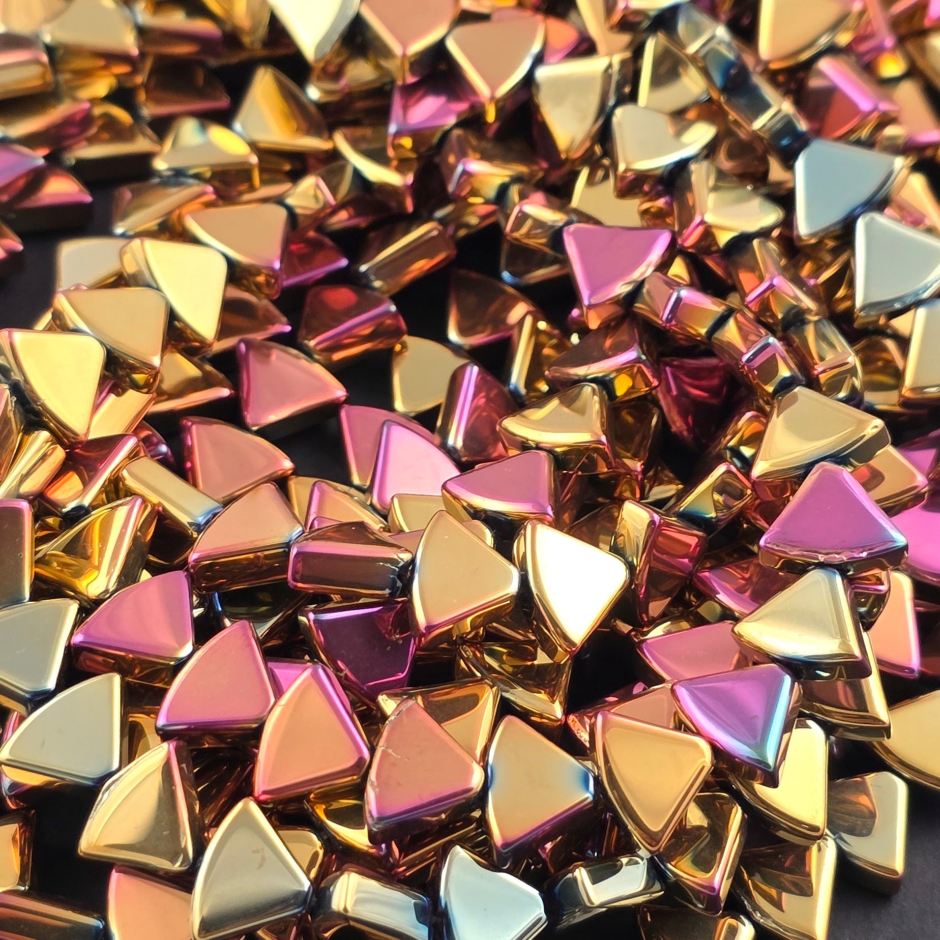 8x10mm Pink Copper Metallic Rounded Triangles