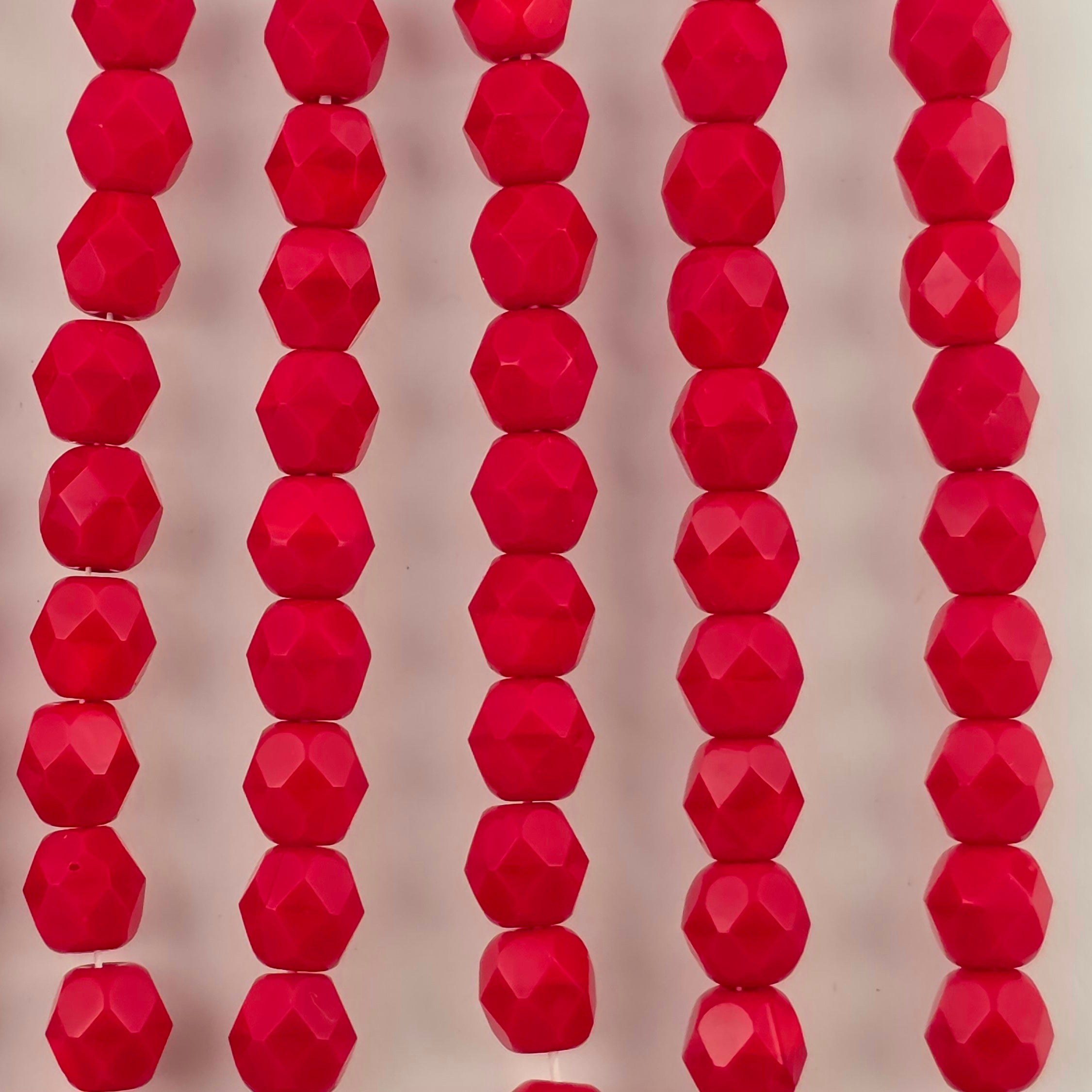 6mm - Red Opaque - Fire Polish