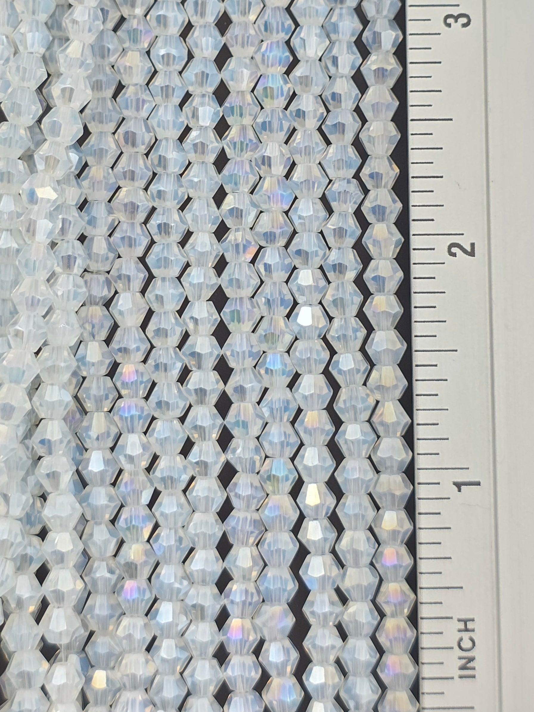4mm - Bicone - White Opal AB