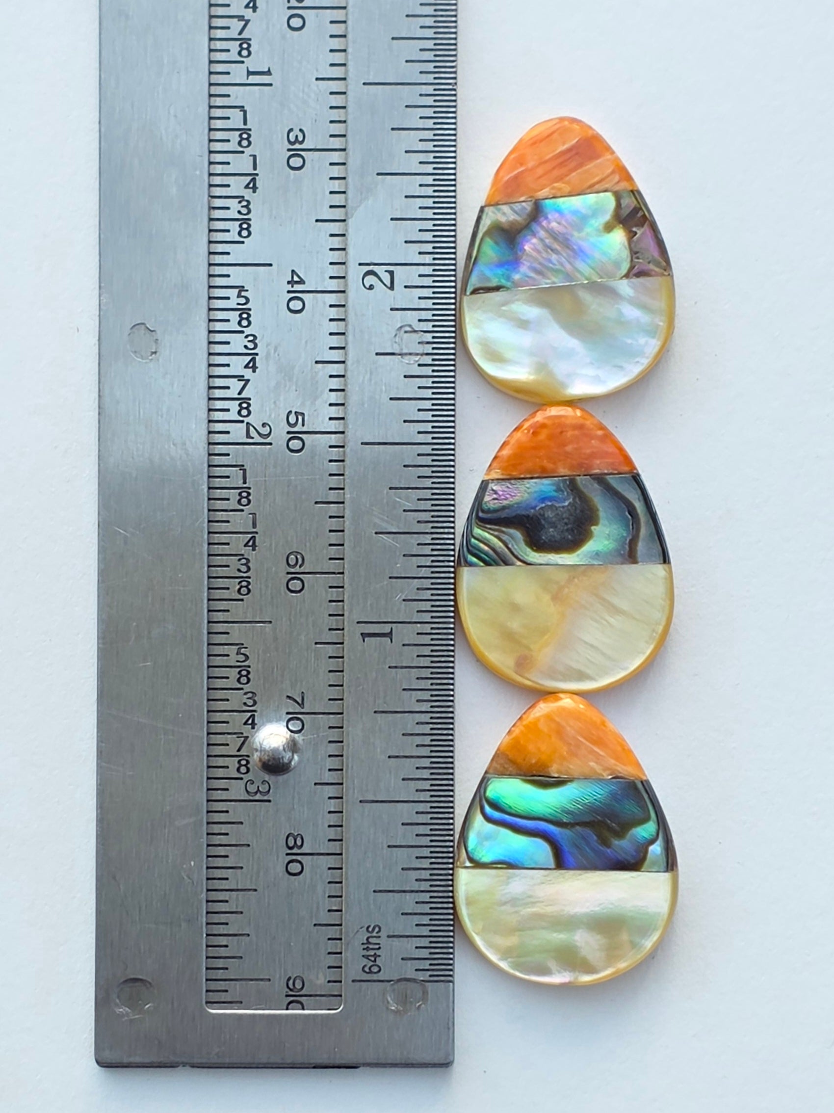 1 Piece- Teardrop Inlay Bead - Abalone, MOP, and Spiny Oyster
