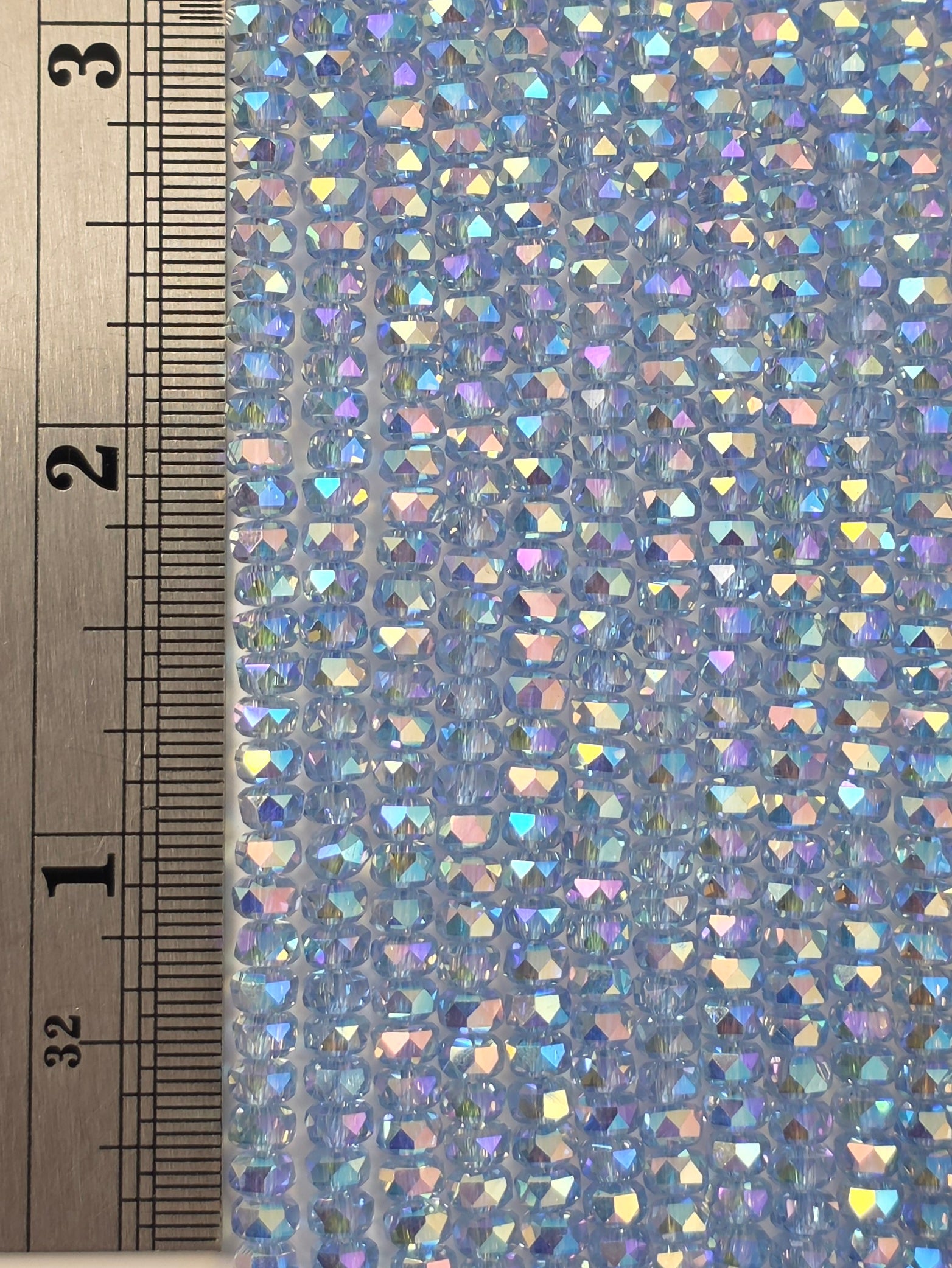 3x4mm - New Cut Crystal Rondelles - Light Sapphire AB