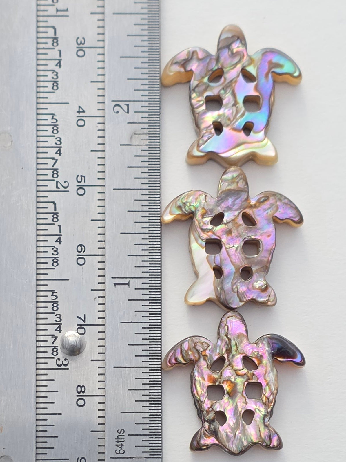 1 Piece - 20x20mm Carved Turtle Cutouts - Abalone