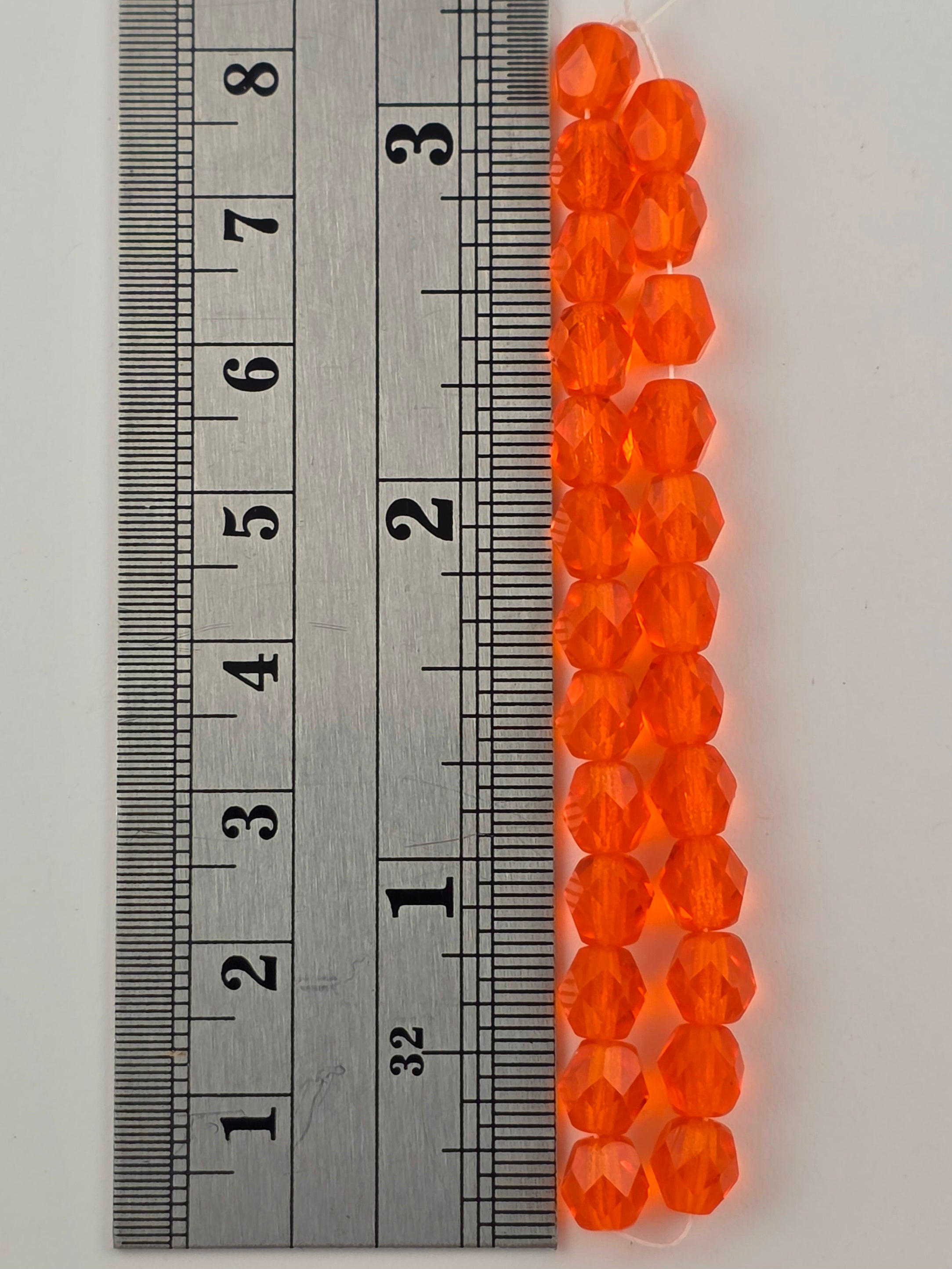 6mm - Orange Transparent - Fire Polished
