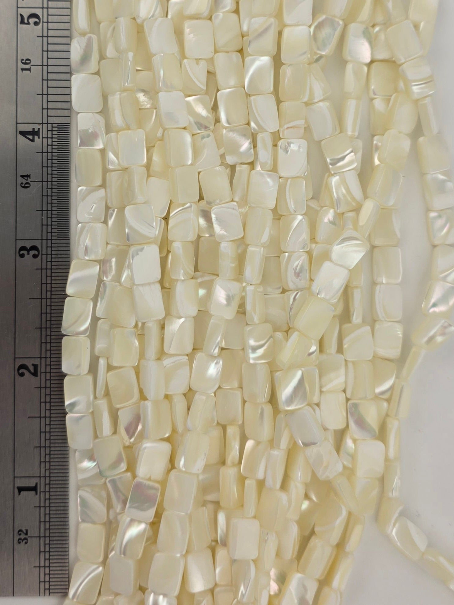 6x8mm - Mother of Pearl - Rectangles - White