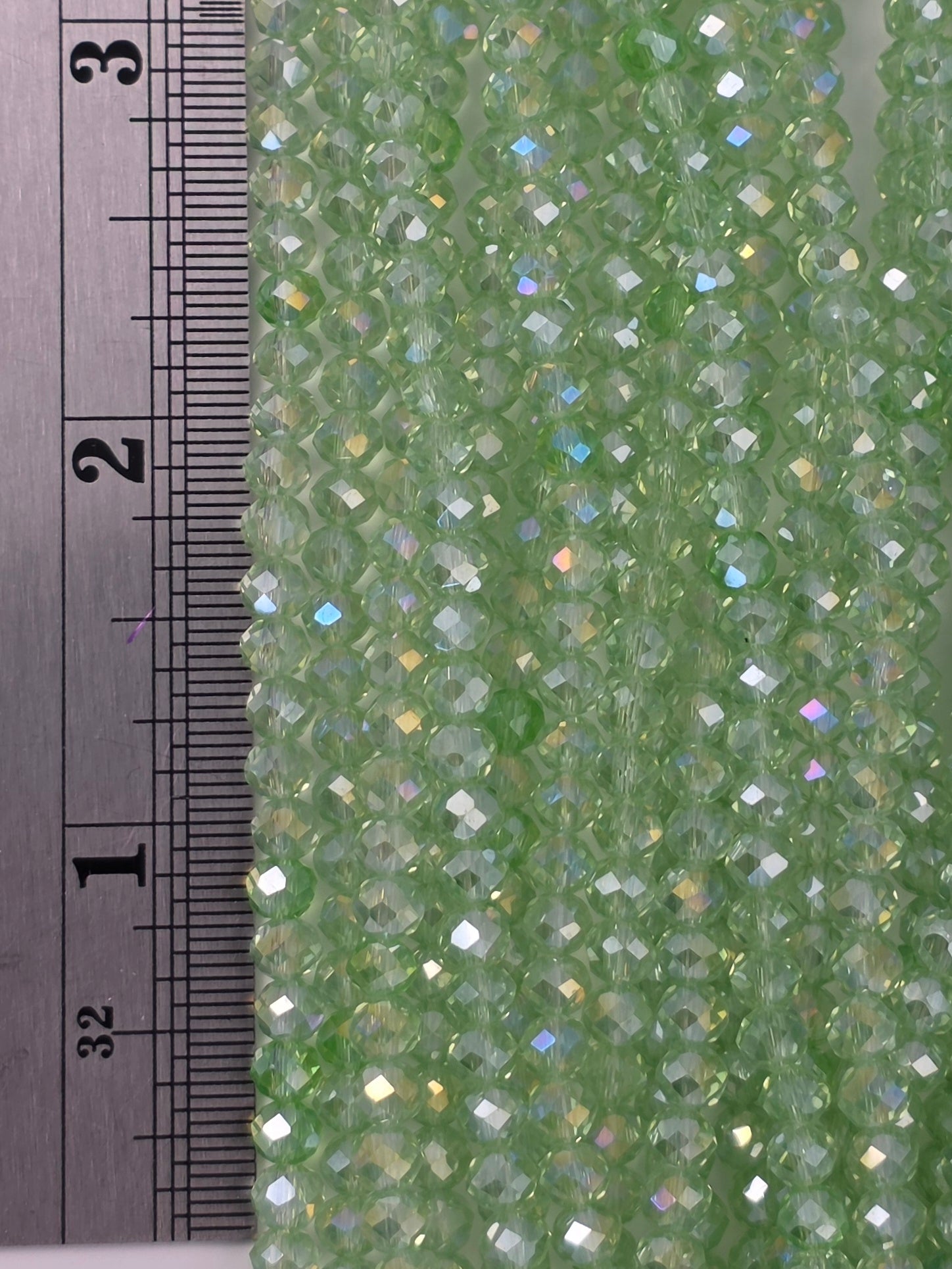 3x4mm - Crystal Rondelles -  Peridot with Rainbow Luster