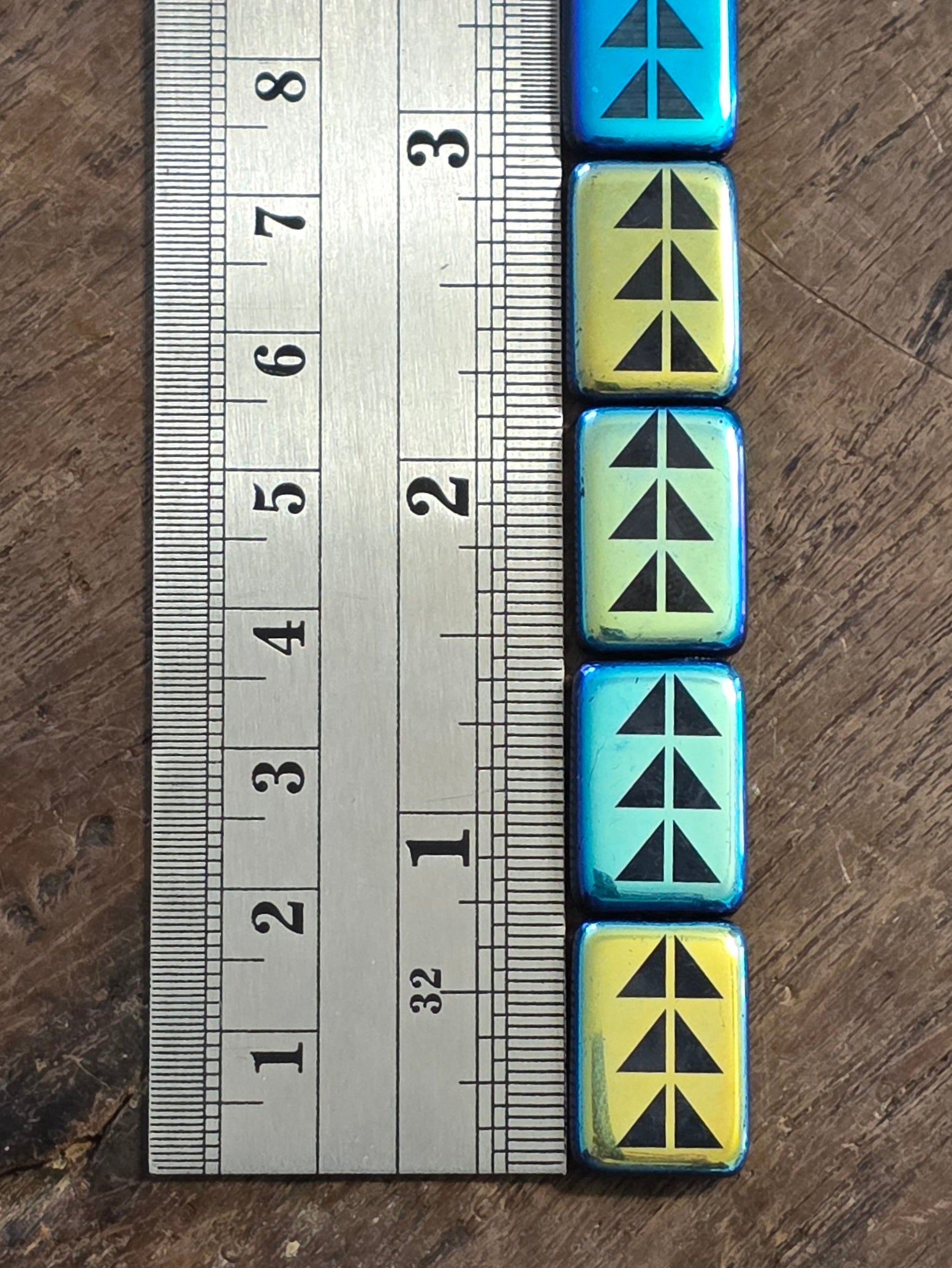 1 Piece - Laser Etched Rectangle Bead - 13x18mm - AB