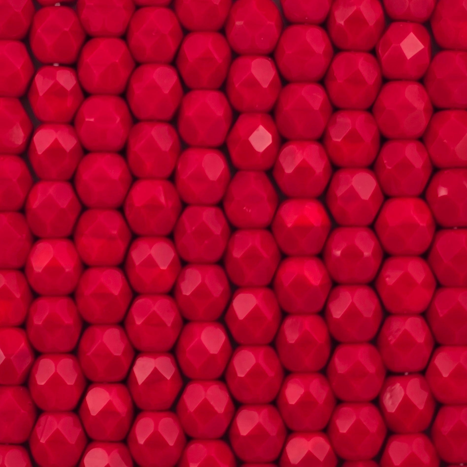 6mm - Red Opaque - Fire Polish