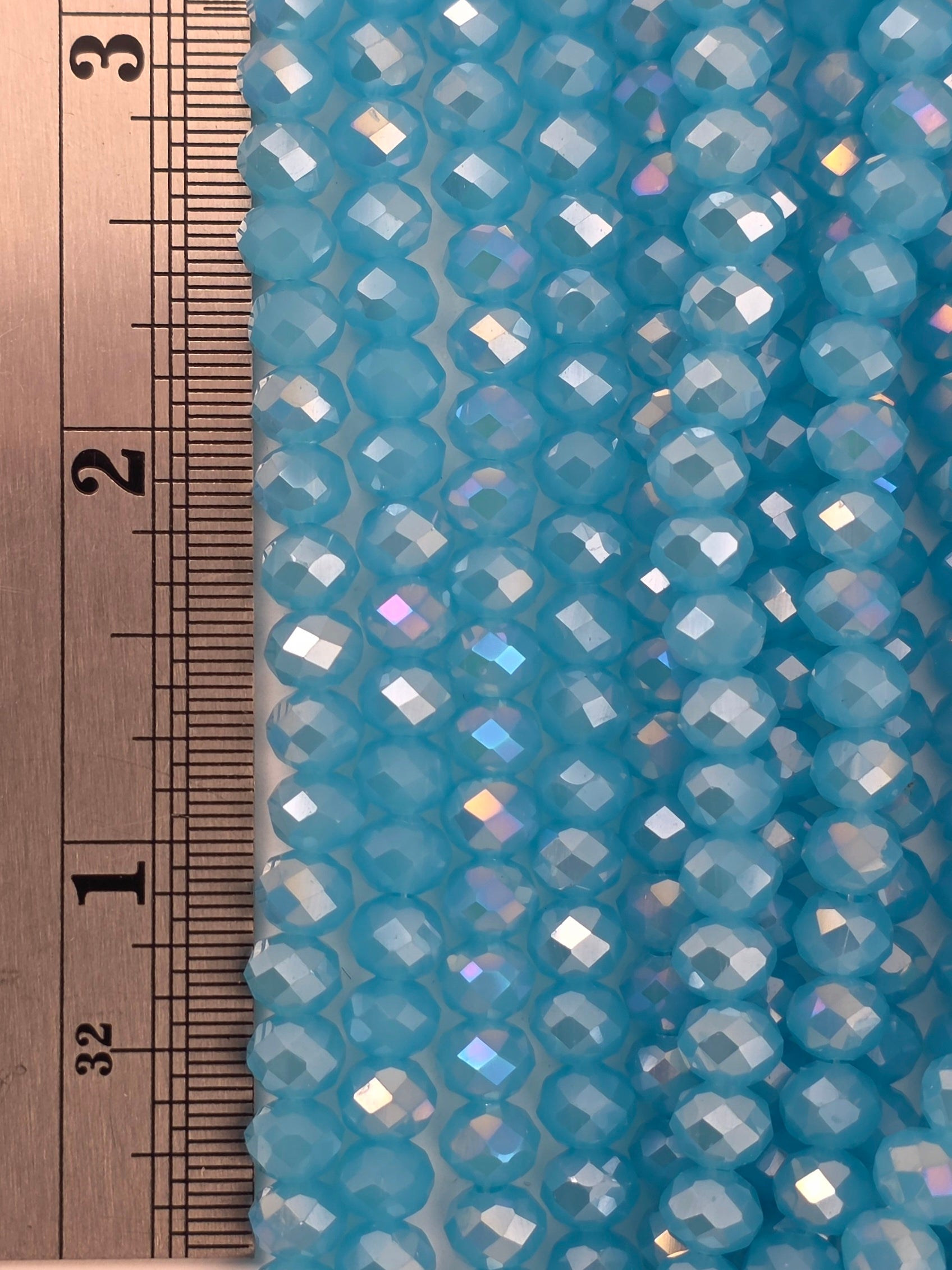 5x6mm - Crystal Rondelles - Aqua Opal with Luster