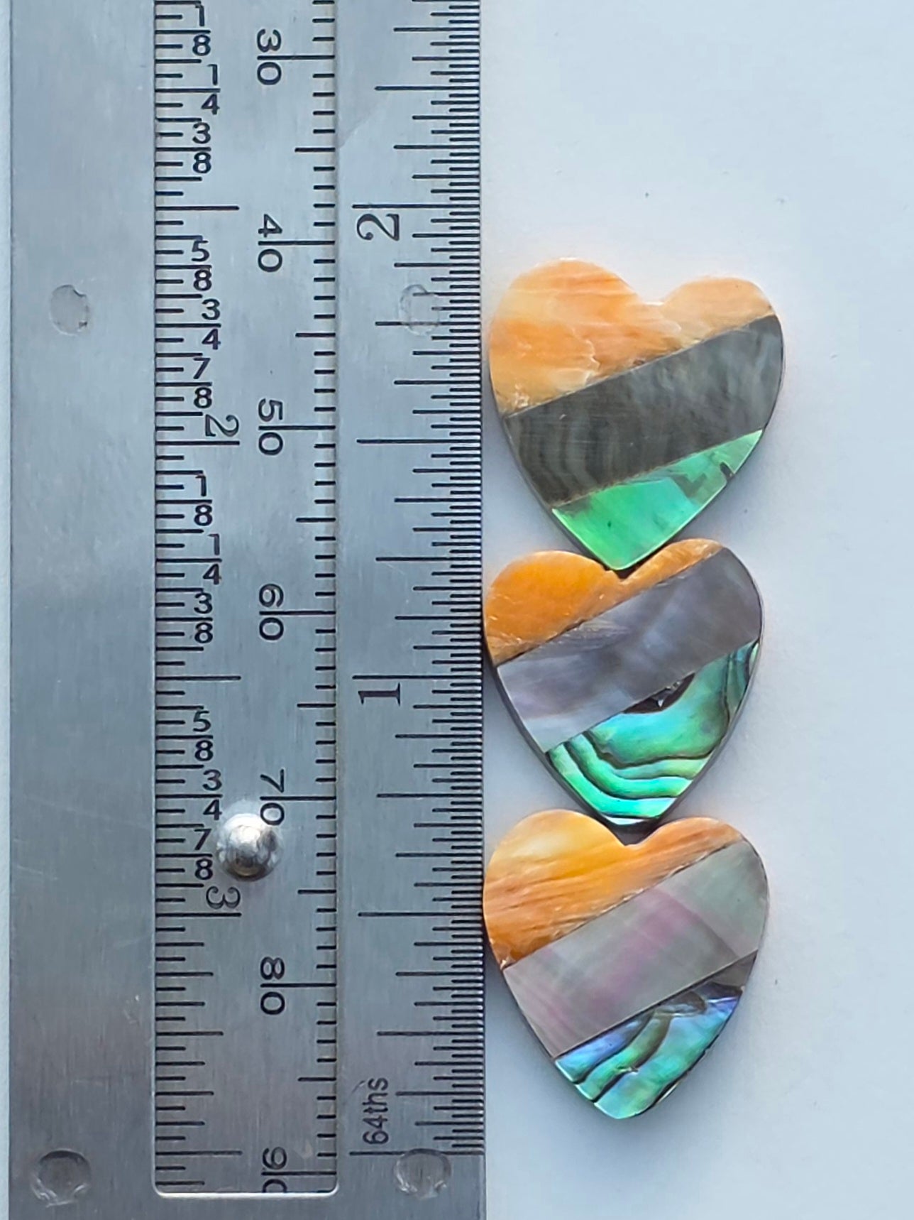 1 Piece- Heart Inlay Bead - Abalone, MOP, Spiny Oyster