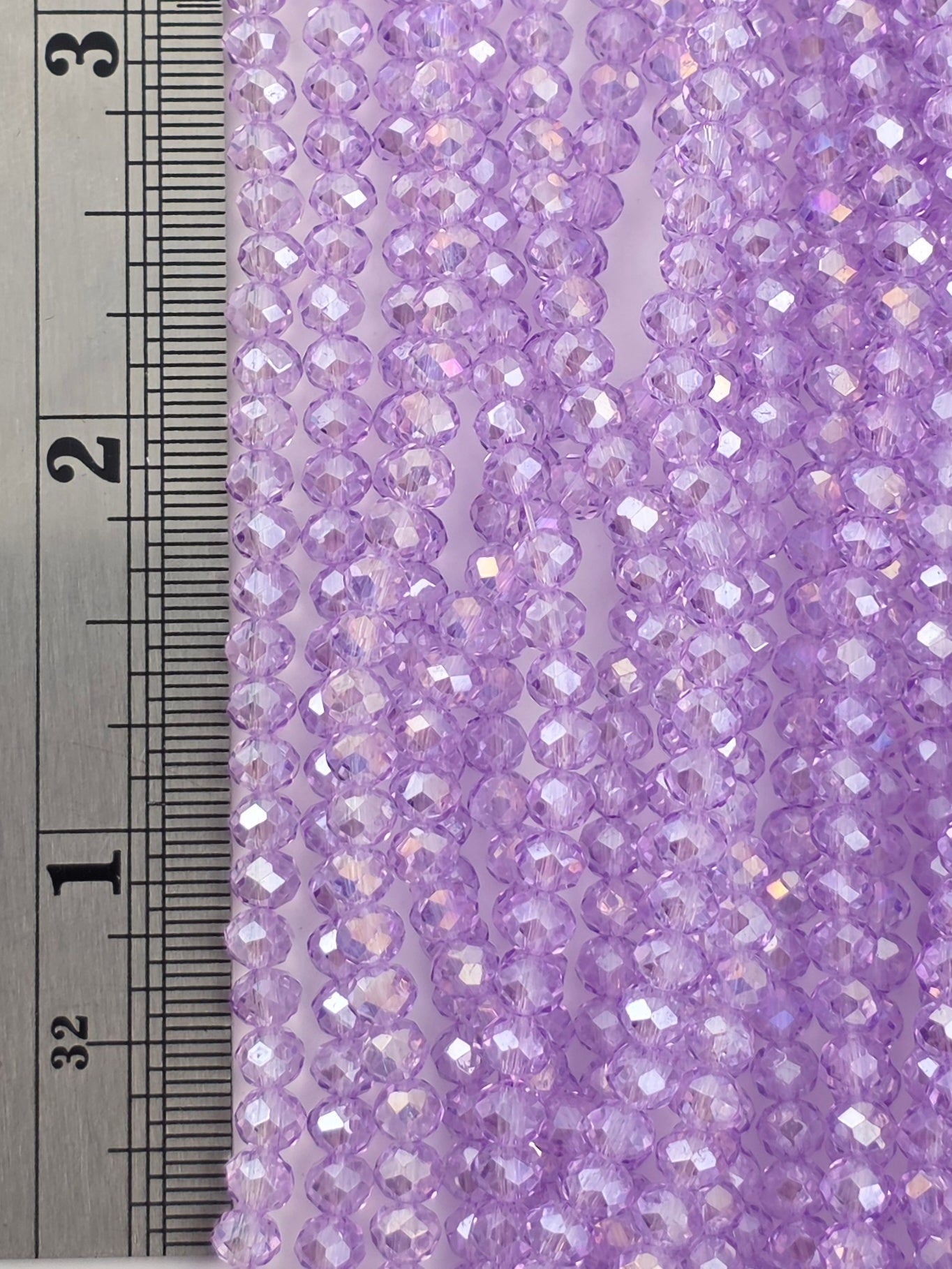 3x4mm - Crystal Rondelles - Light Purple with Rainbow Luster